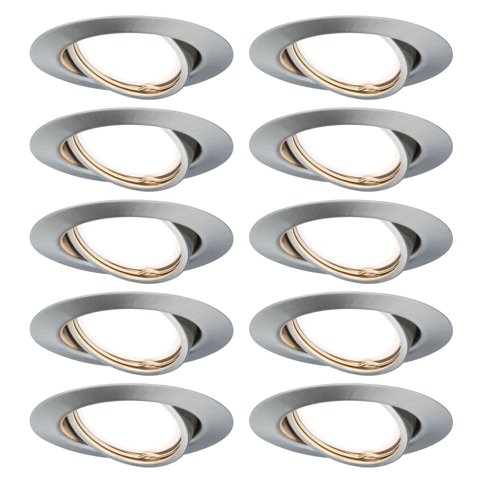 Paulmann Base downlight in set of 10 iron, for Living / Dining Room, metal, GU10, 10 W, energy efficiency: A++