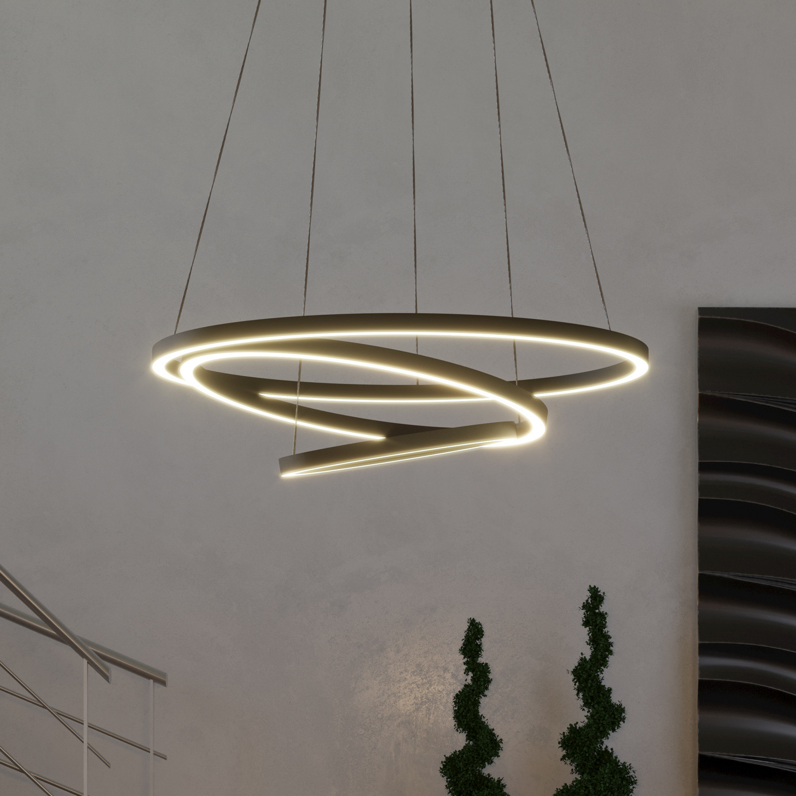 EGLO connect Lobinero-Z Lampă suspendată cu LED negru - Camera de zi / sufragerie - modern - negru alb - Metal