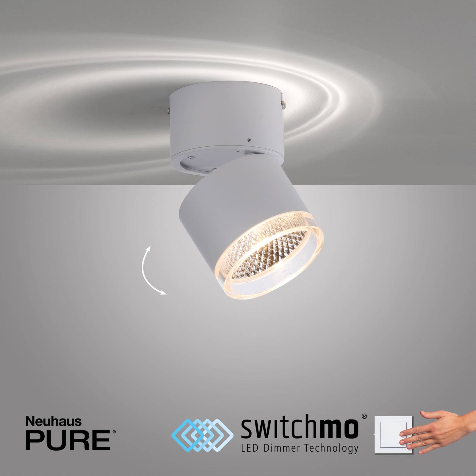 PURE Nola lampa sufitowa LED 1-punktowa biała