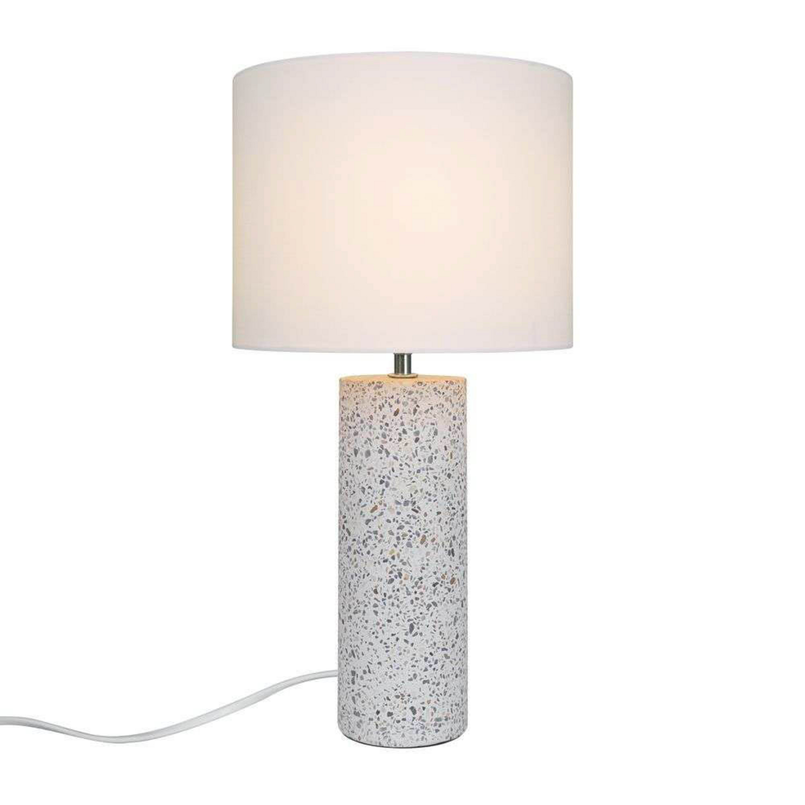 Candeeiro de mesa Antiga, branco, altura 50 cm, tecido/pedra