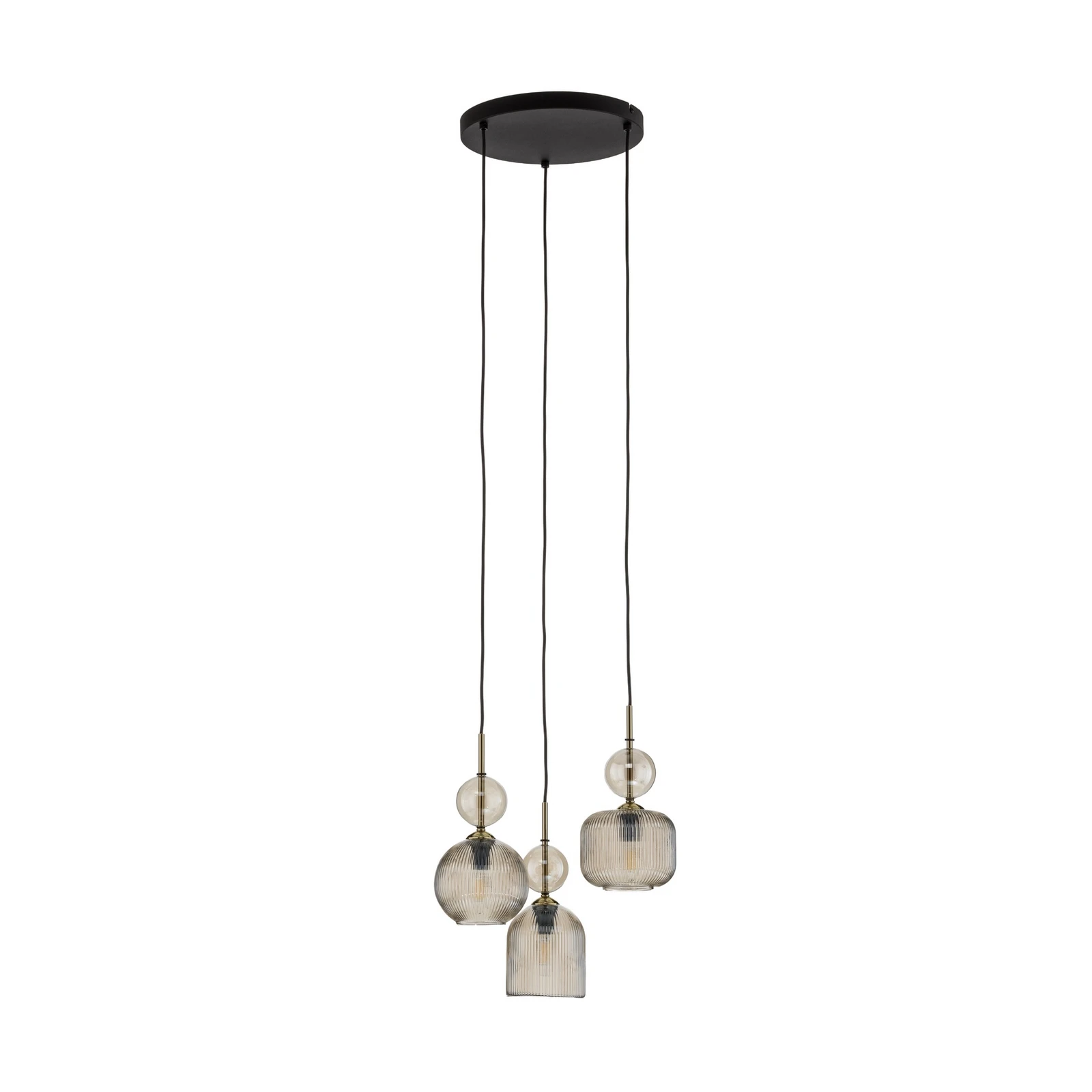 Lampada a sospensione Sophia, a 3 luci, Ø 41 cm, cognac/nero, E14
