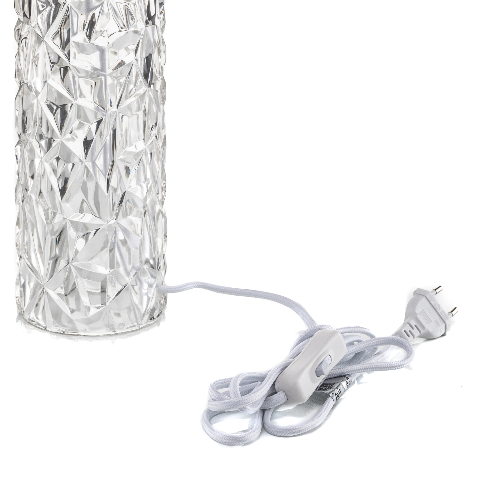 Bílá stolní lampa Madame s textilním stínidlem