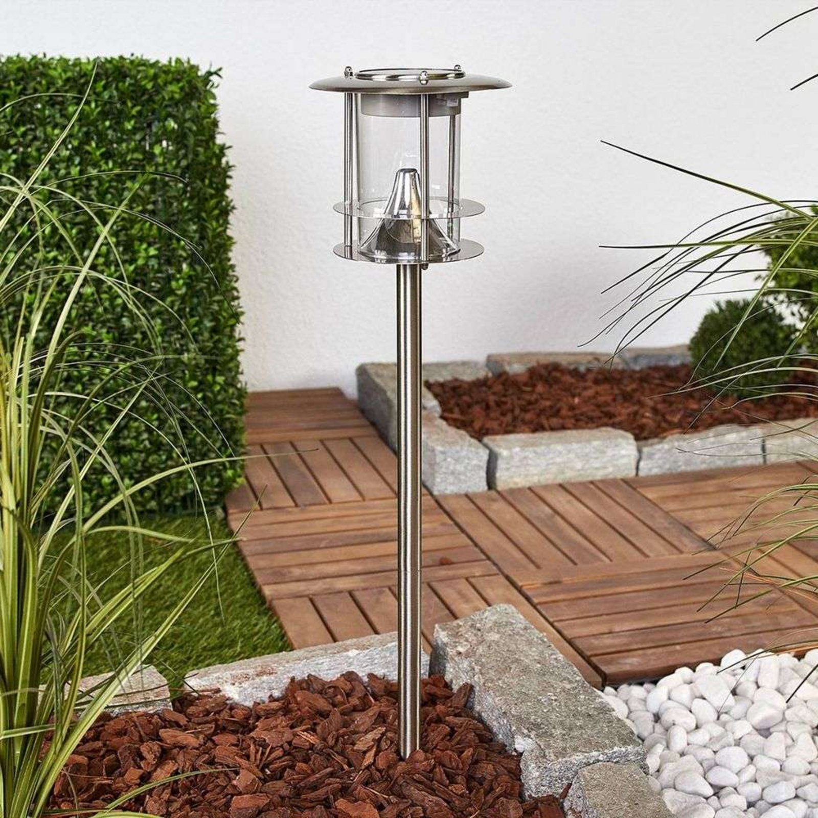Sumaya LED Solárne Články Záhradná Lampa Stainless Steel/Clear - Lindby