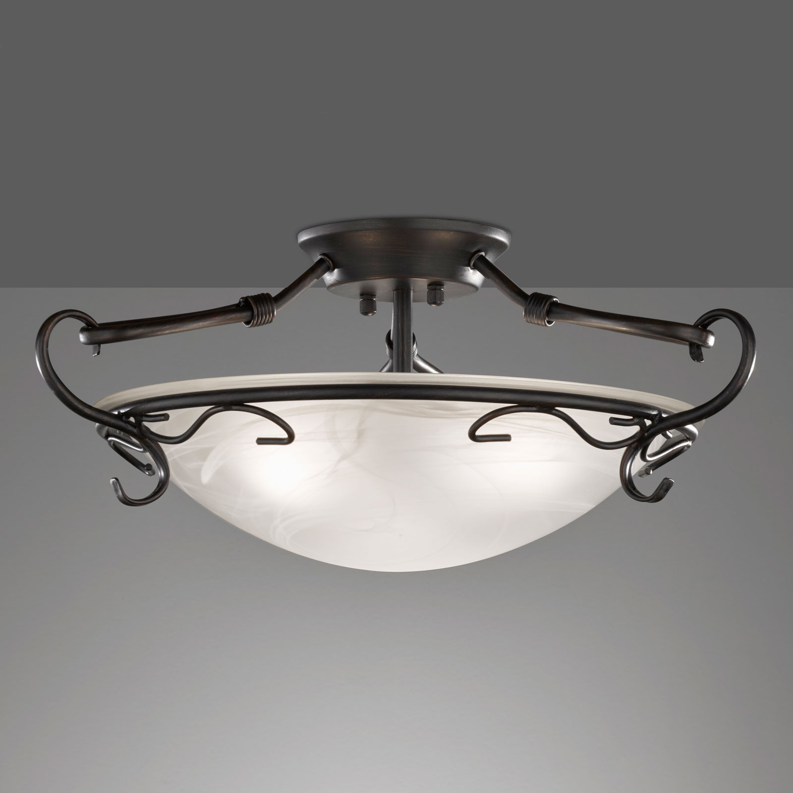Fischer & Honsel Venturi Ceiling Light 22 cm Antique Rust Colour, for Living / Dining Room, Metal, glass, E27, 42 W, energy efficiency: A++, H: 22 cm
