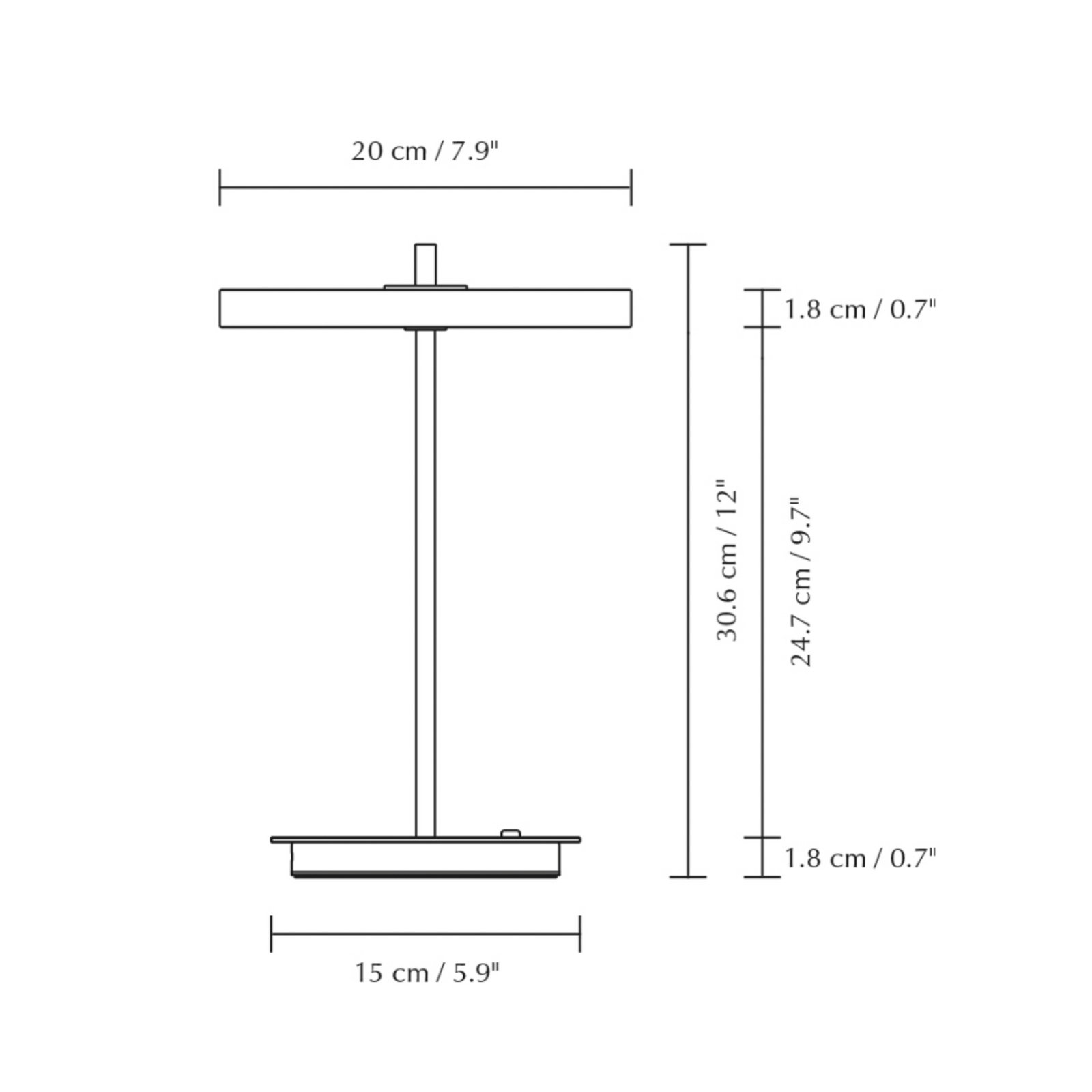 UMAGE LED akumulátorová stolná lampa Asteria Move sivá/mosadz 31 cm