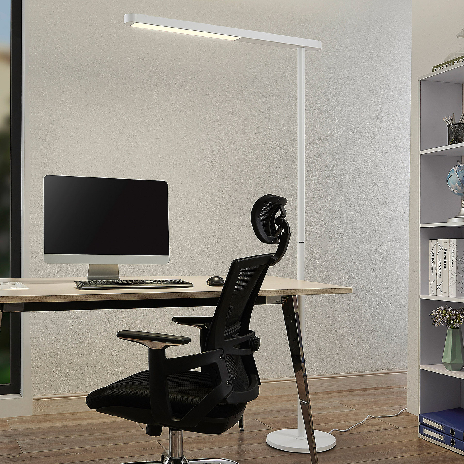 Prios Jalima LED office floor lamp, white
