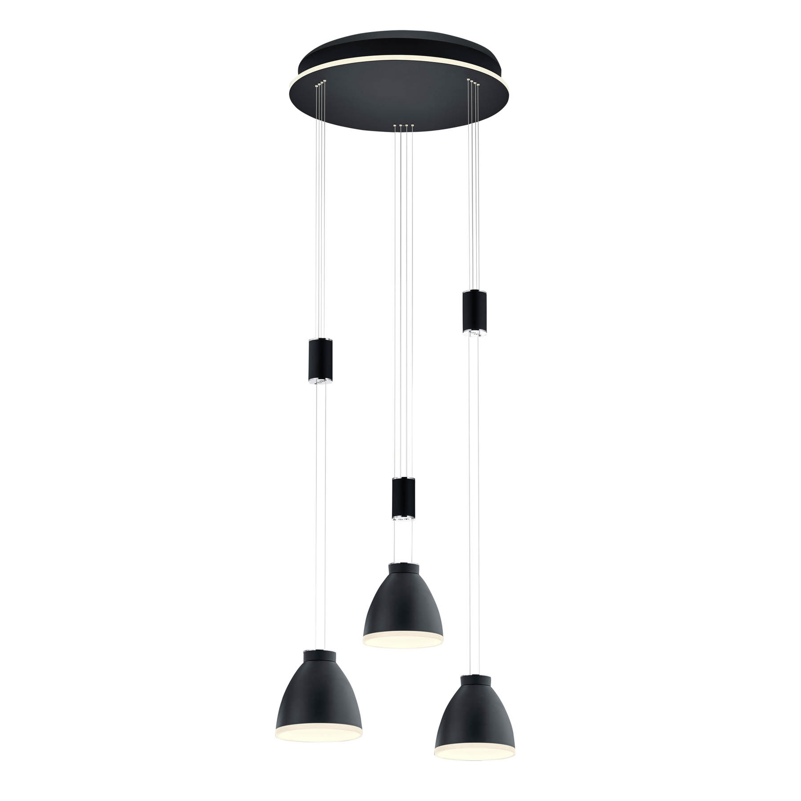 Leni LED pendant light, 3-bulb, round