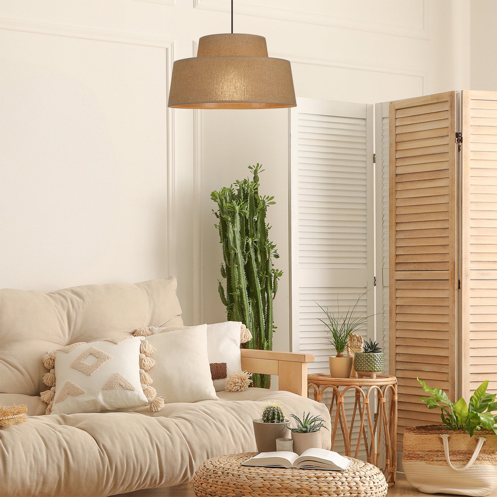 Żyrandol Mallorca, kolor havanna, Ø 38 cm, papier