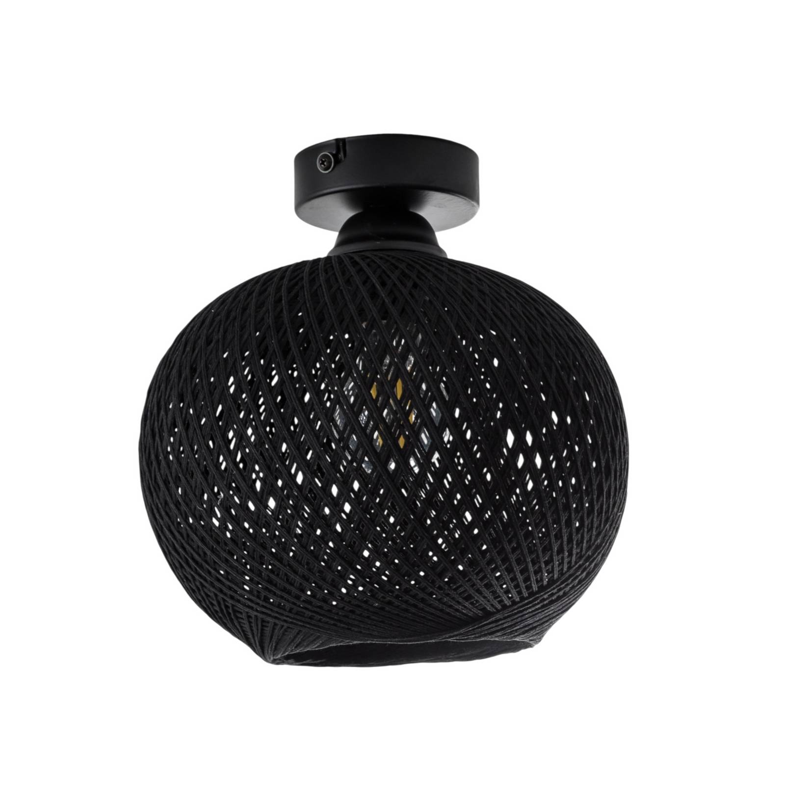 Deckenleuchte Yumak, schwarz, Ø 26 cm, Seil, 1-flammig günstig online kaufen