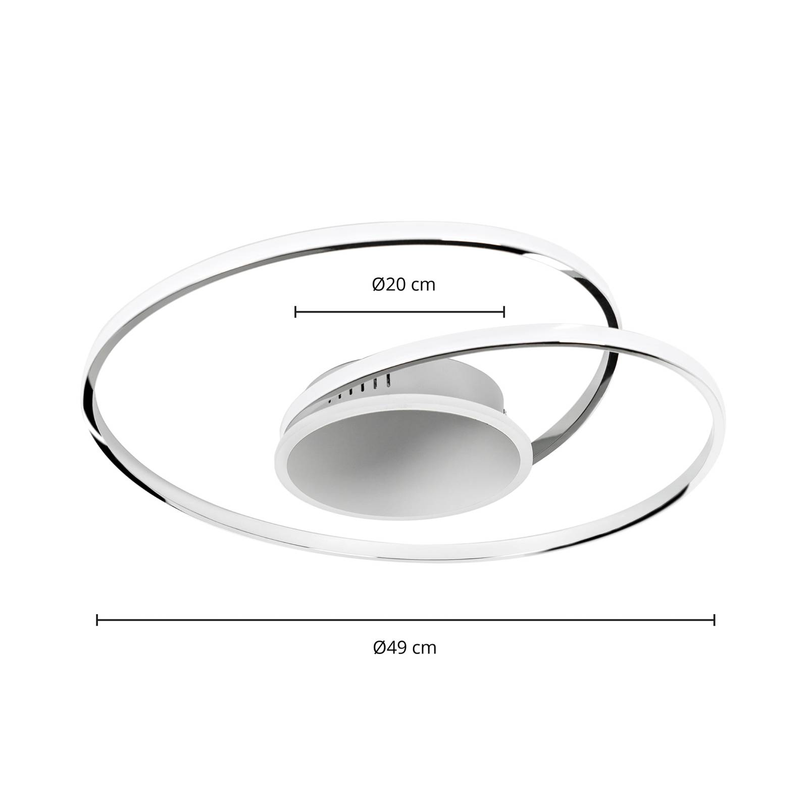 Lampa sufitowa LED Lindby Dorle, chrom, Ø 49 cm