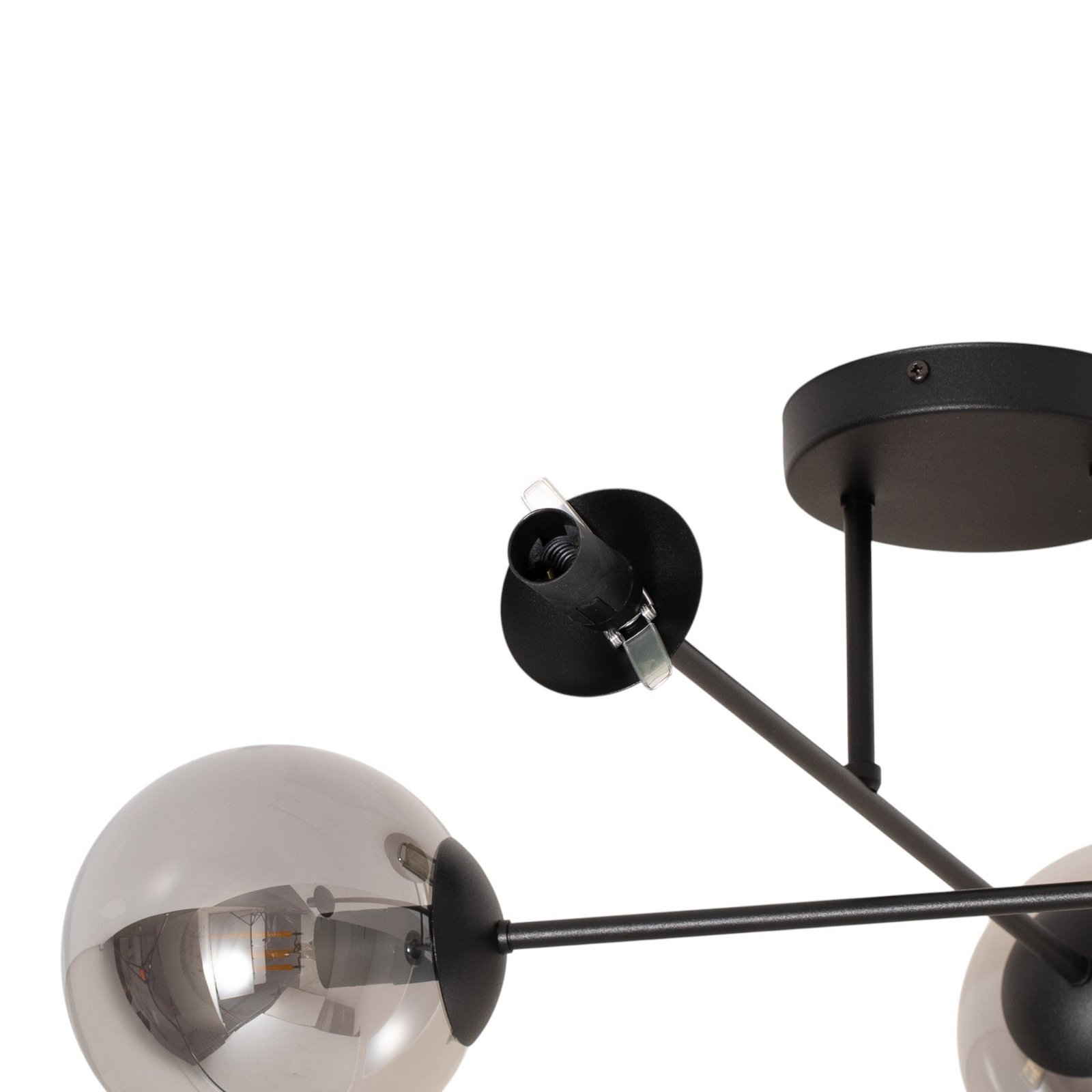 Lampa sufitowa Glassy, 4-punktowa krzyżowa czarna/grafitowa