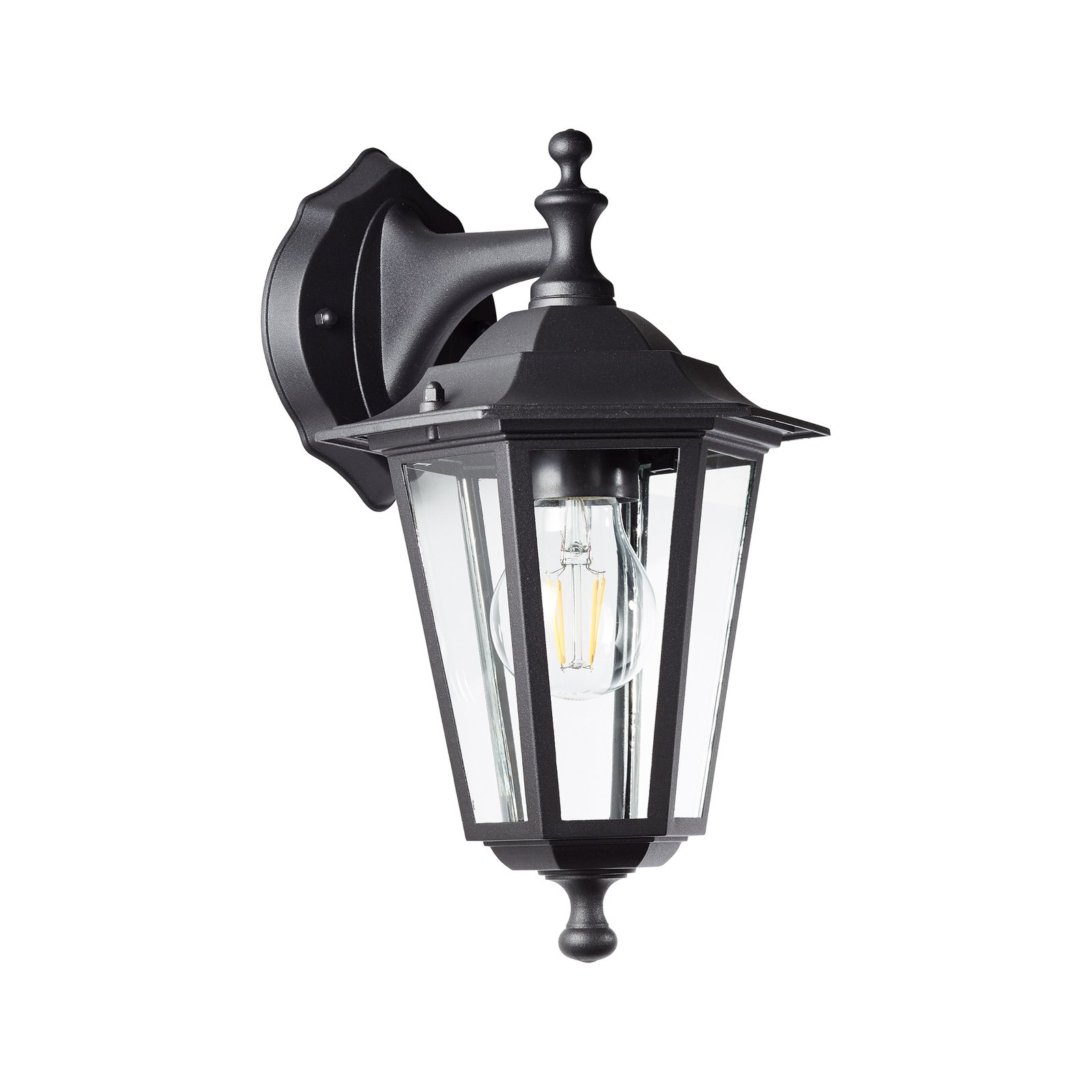 Carleen outdoor wall light, pendant, black, metal, glass