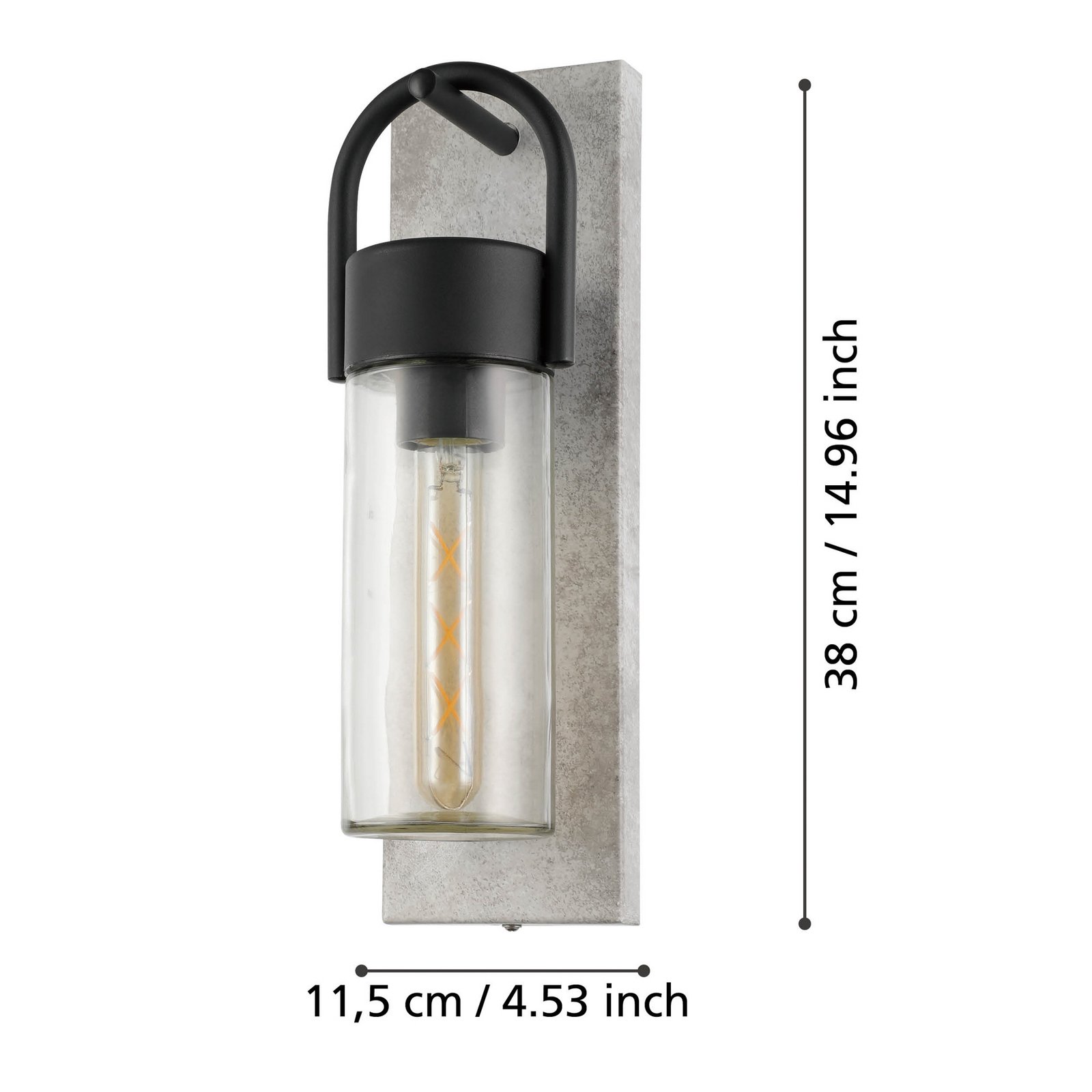 EGLO Carraro εξωτερικό φωτιστικό τοίχου, γκρι/μαύρο/διαφανές