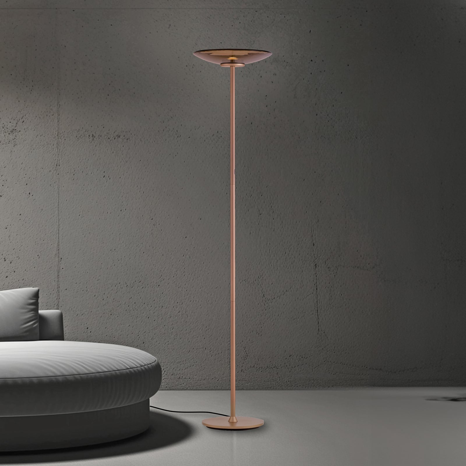Moon LED-Stehleuchte, bronce, Amberglas (dunkel) - PURE