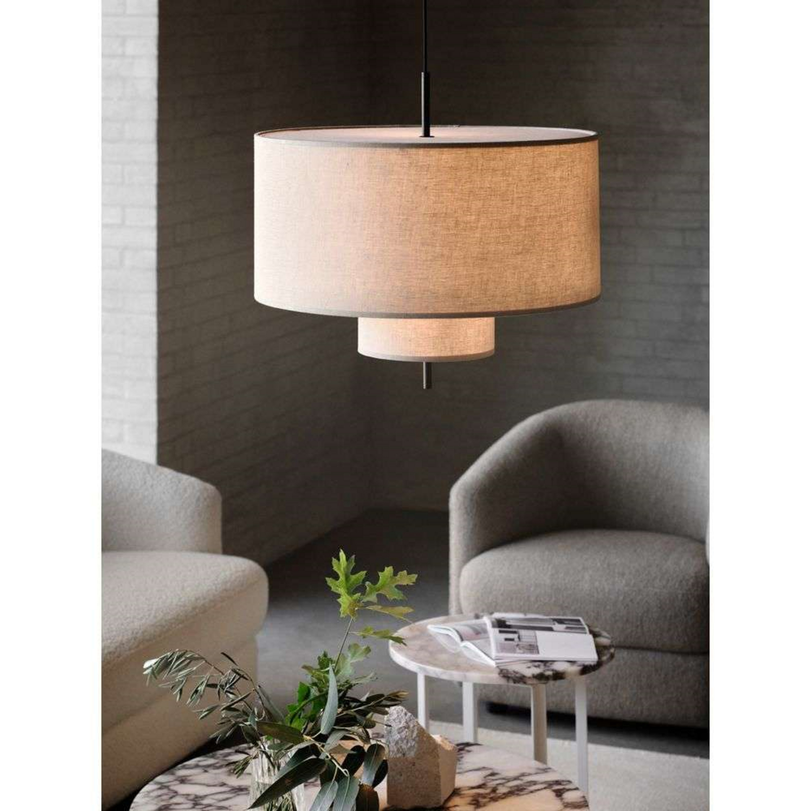 Margin Lampada a Sospensione Beige Canvas Ø70 - New Works