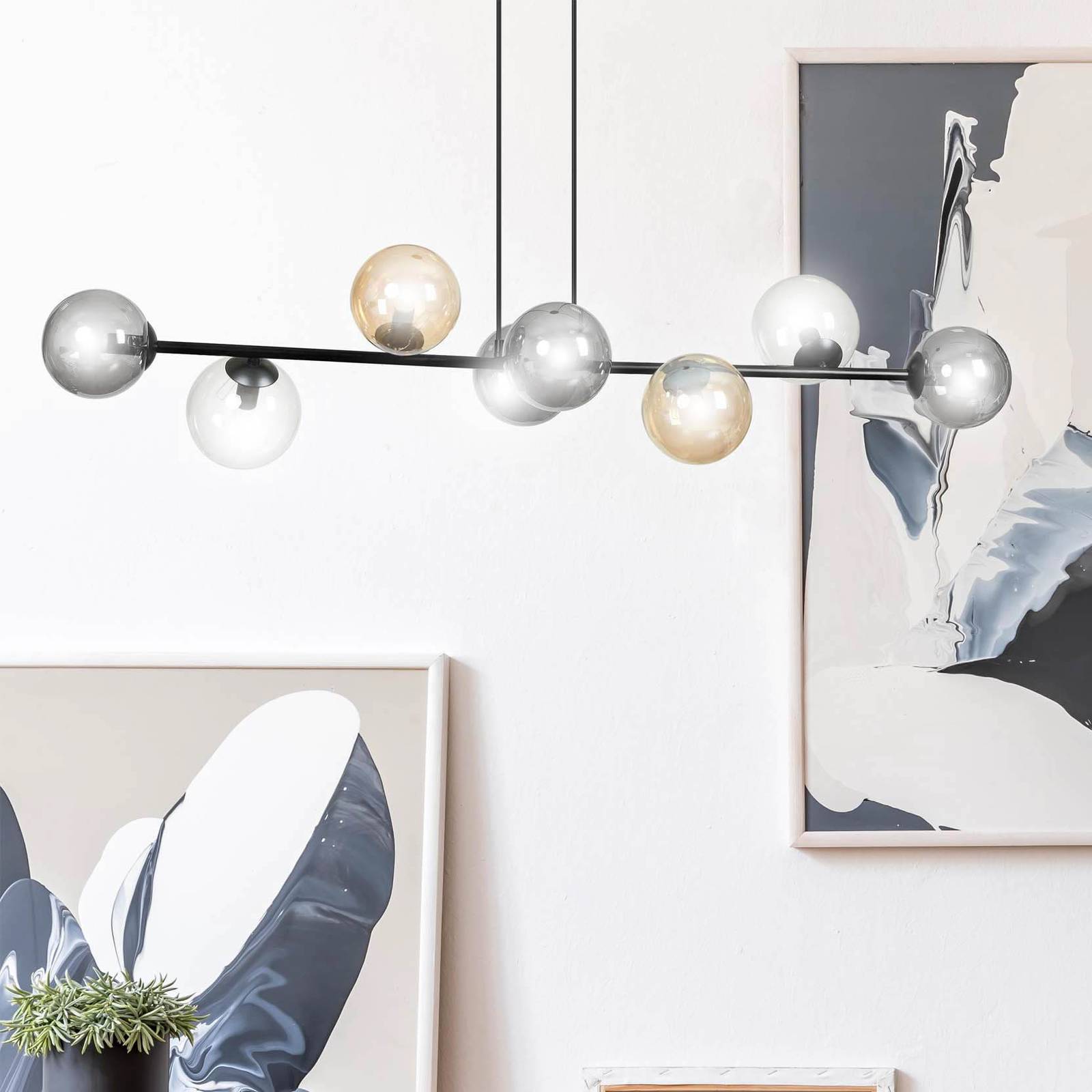 Euluna Pendant Light - Living / Dining Room - Hanging Light - Globe Light - dimmable - Modern - Black