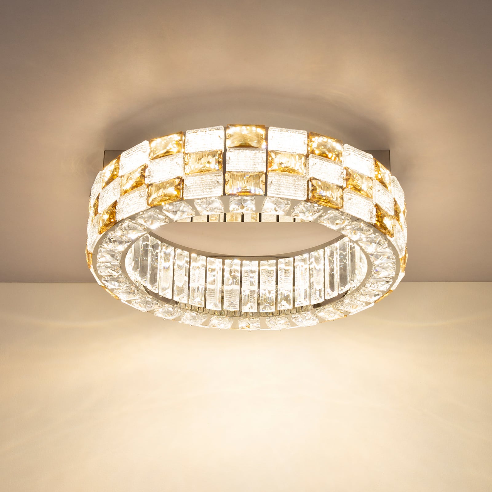 LED-Deckenleuchte Lidia, amber/klar, Glas, CCT, dimmbar