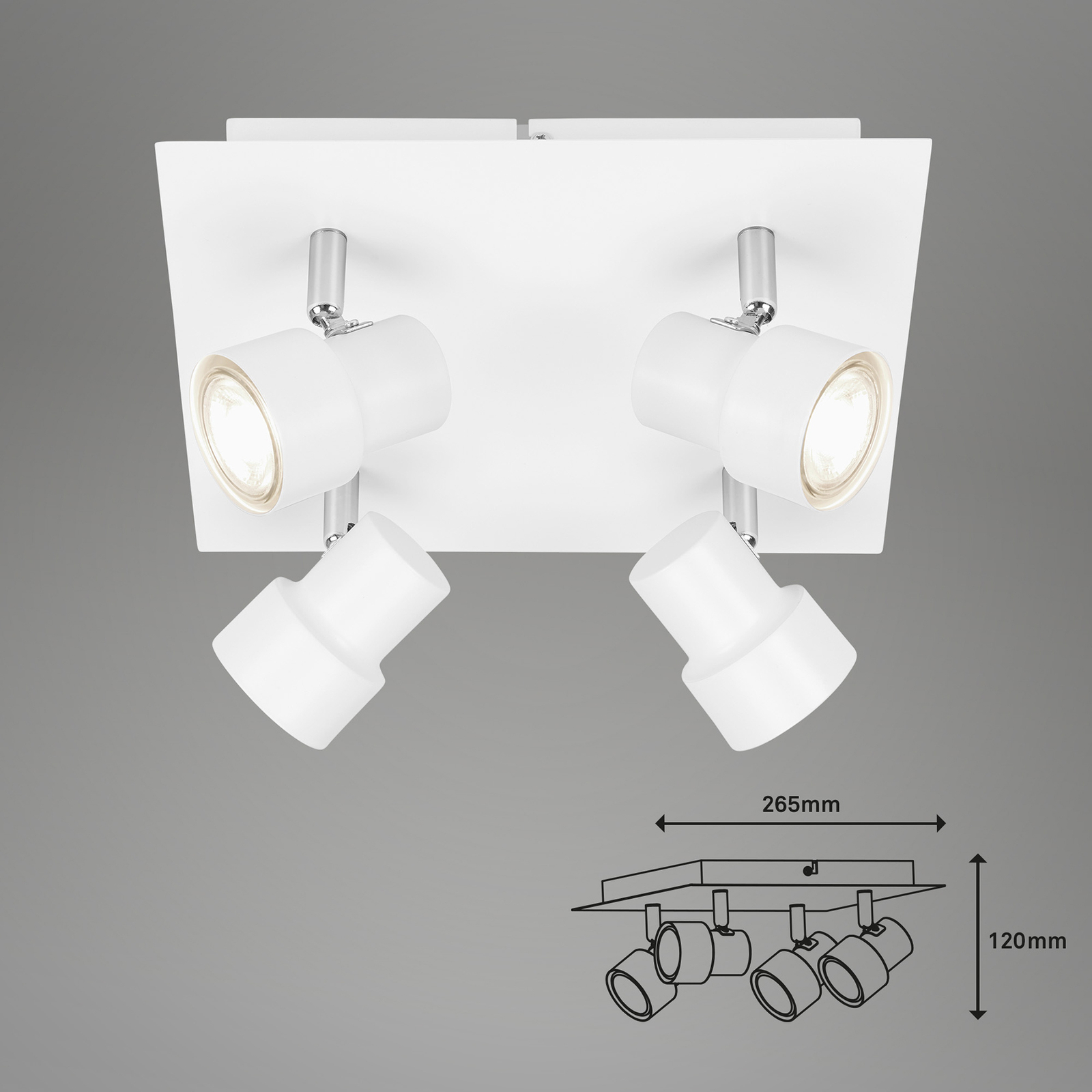 LED-Deckenlampe 2861-046, schwenkbar, 4-fl., weiß