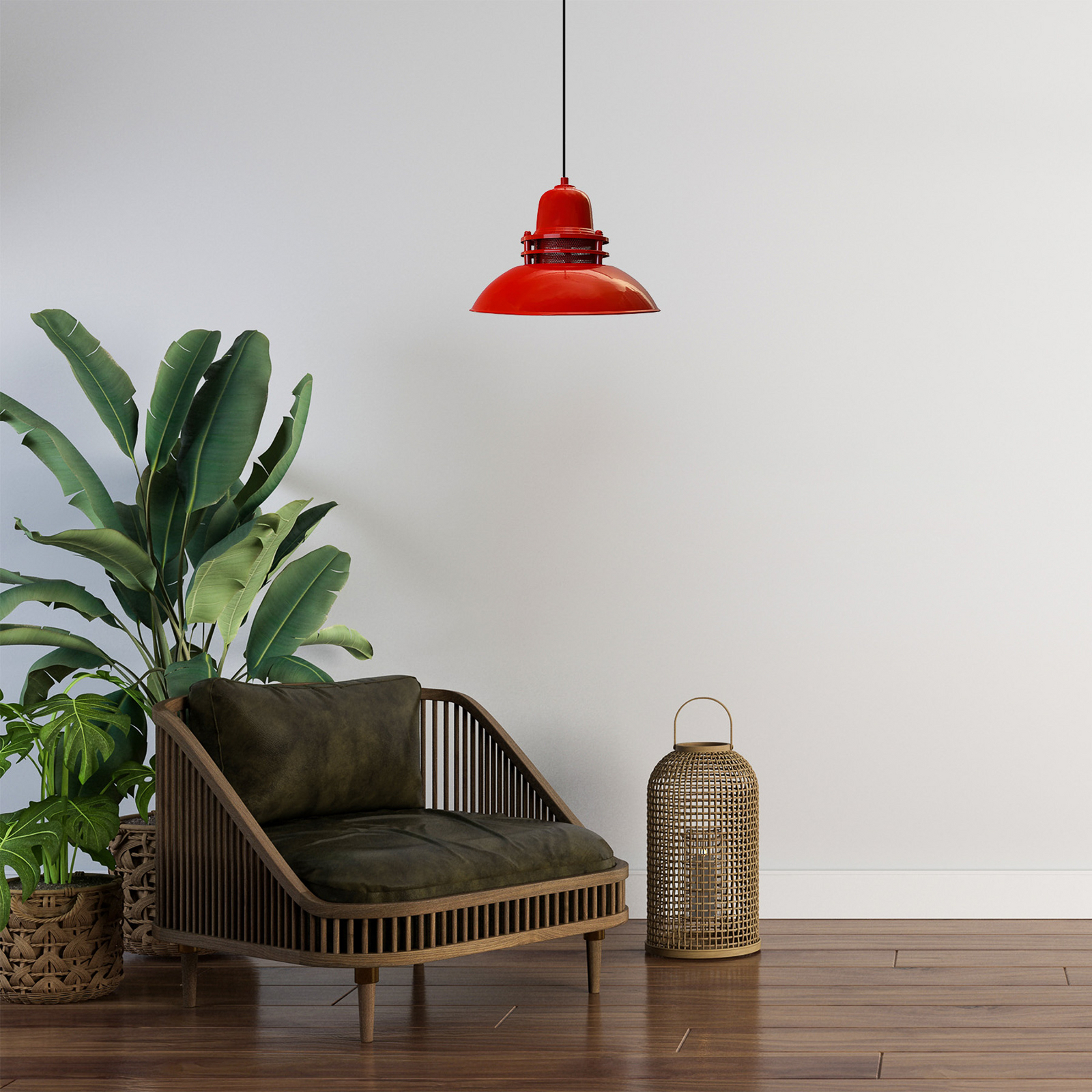 Suspension Lorenz, rouge, Ø 34 cm, métal, E27 Suspension Lorenz, rouge, Ø 34 cm, métal, E27