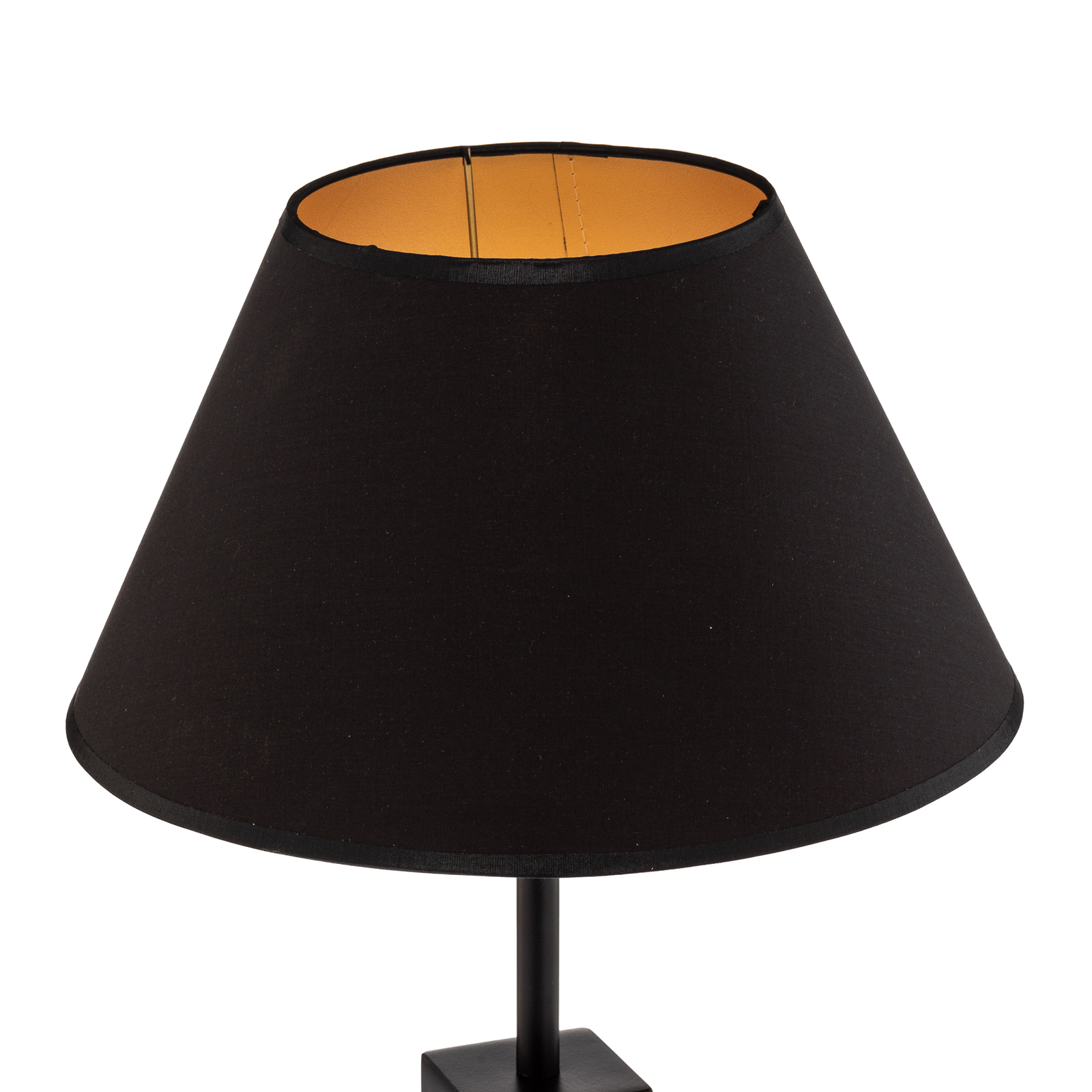 Stila galda lampa, konusveida abažūrs, melns-zelts