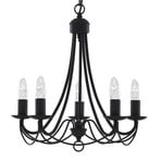 Maypole chandelier matt black, 5-bulb