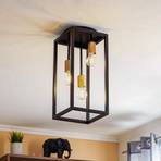 Aramis ceiling light, 3-bulb, black/gold