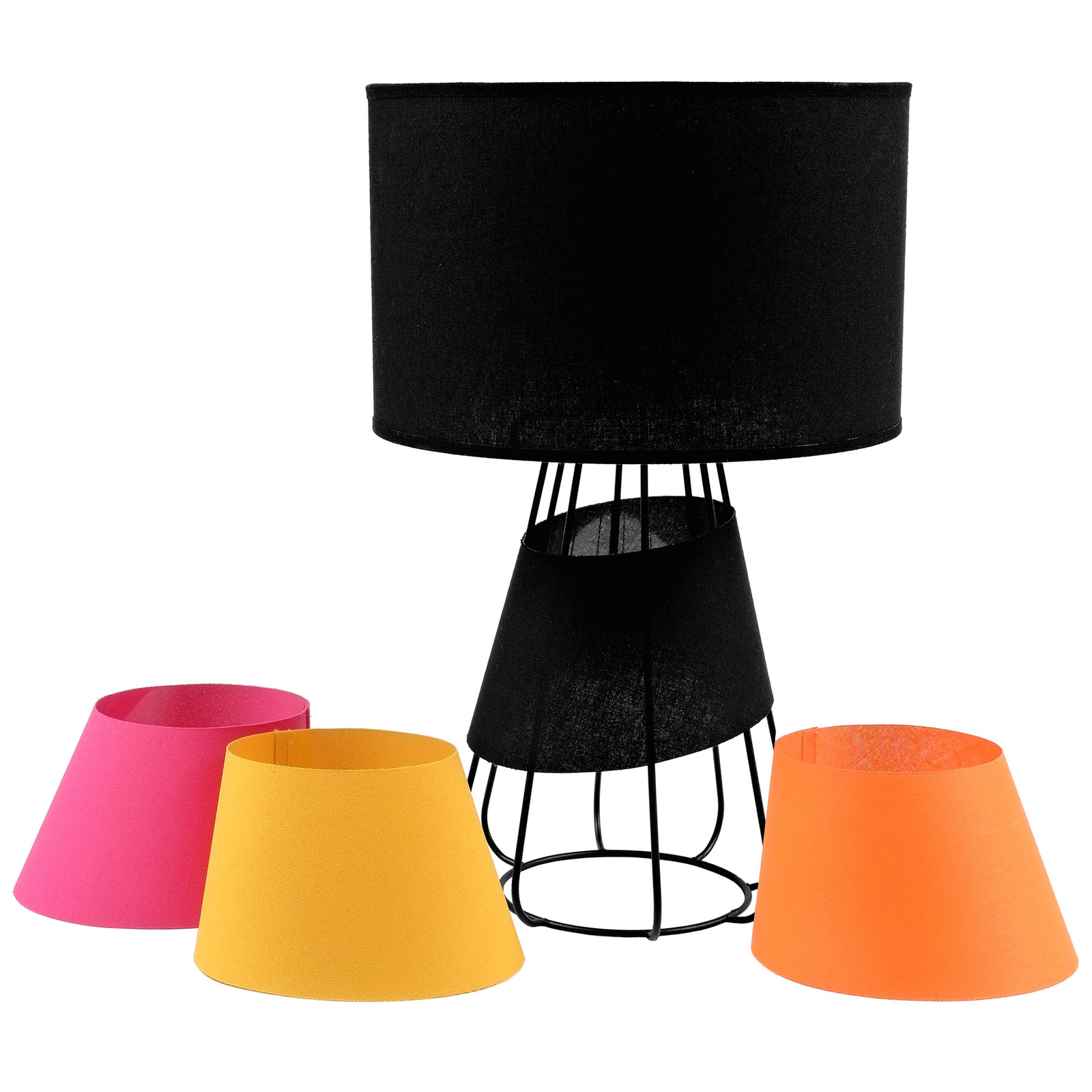 DUOLLA Patrizia table lamp, black, for Living / Dining Room, synthetic fibre fabric, metal, E27, 40 W, energy efficiency: A++, H: 37 cm