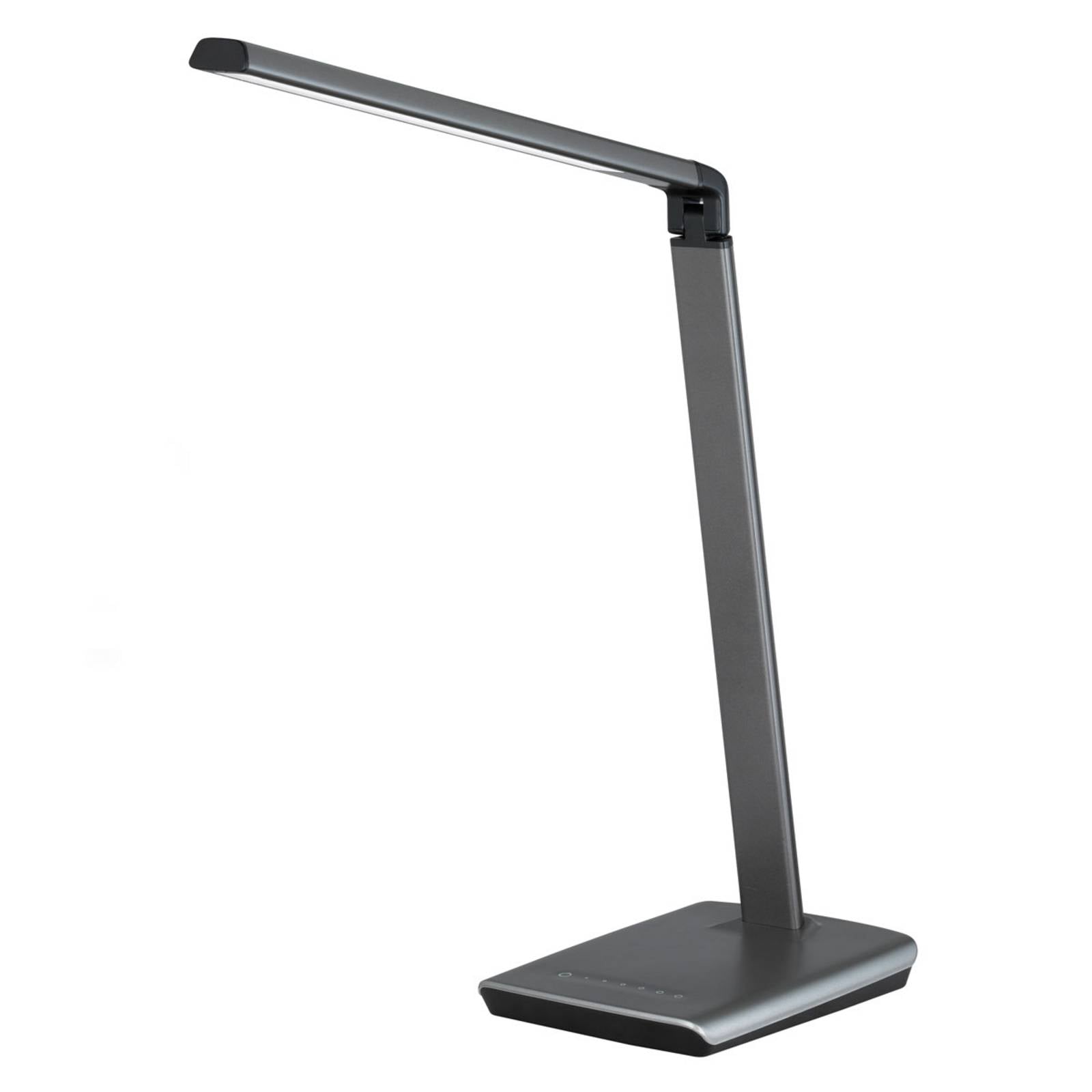 FISCHER & HONSEL Bragi LED desk lamp with USB, iron grey, for Workroom / Office, metal, 8 W, L: 20 cm, W: 16 cm, H: 79 cm