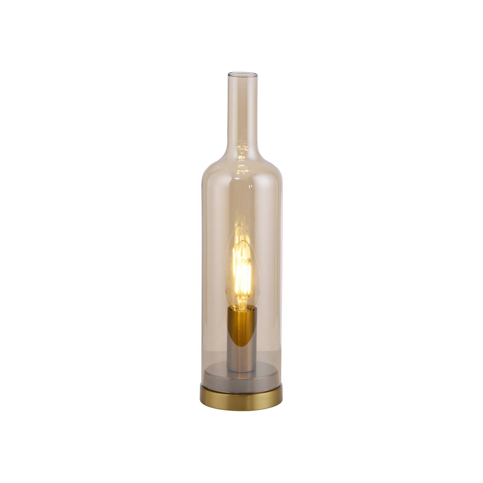 JUST LIGHT. Tischleuchte Bottle, amber, Glas, E14
