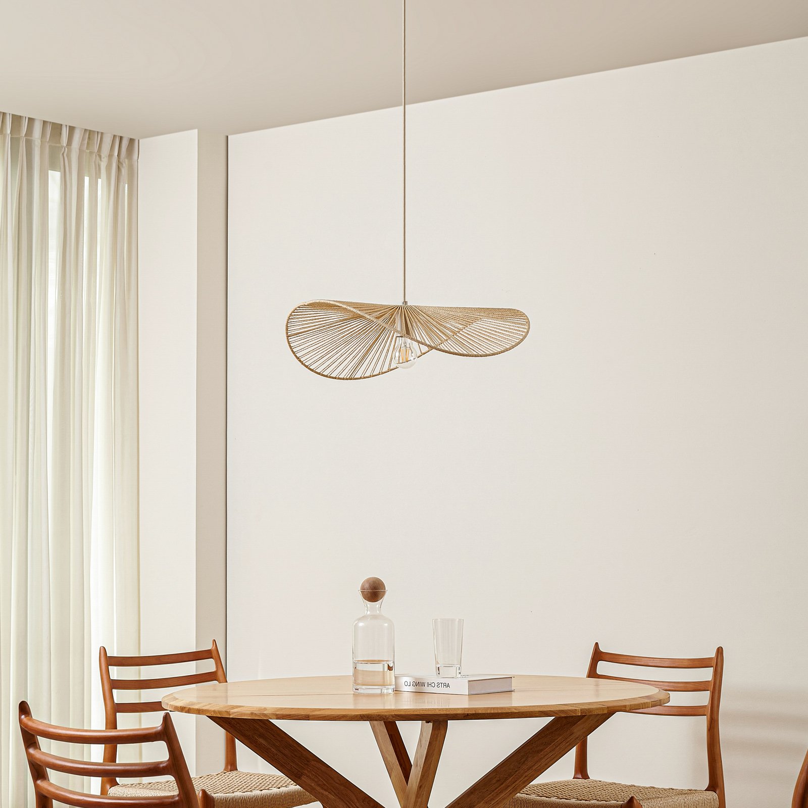 Lindby suspension Valdorin, beige, papier, longueur 75 cm