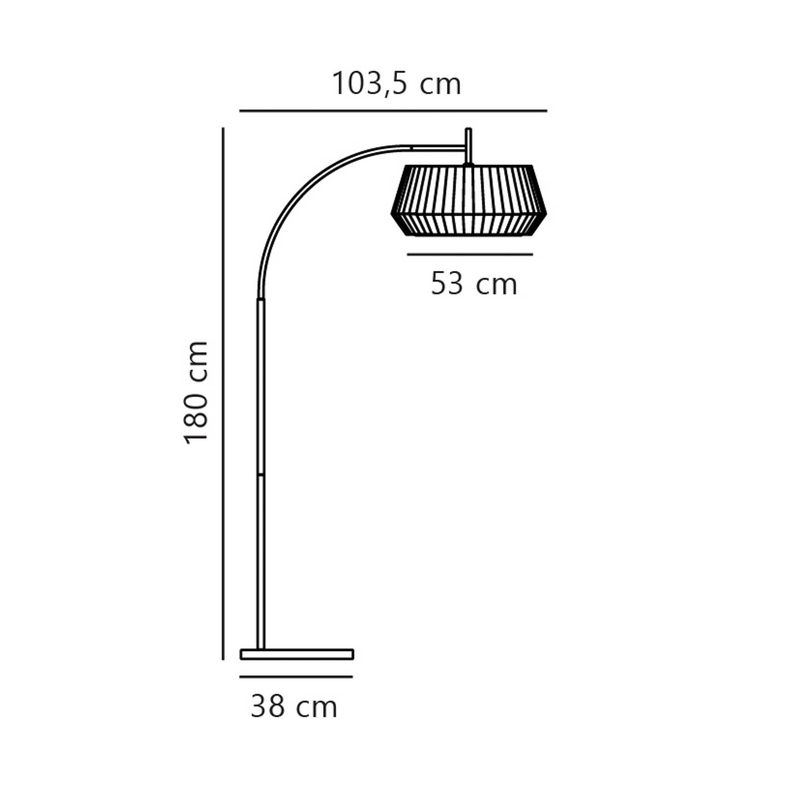 Lampa stojąca Dicte, ręcznie pleciony klosz, beżowa