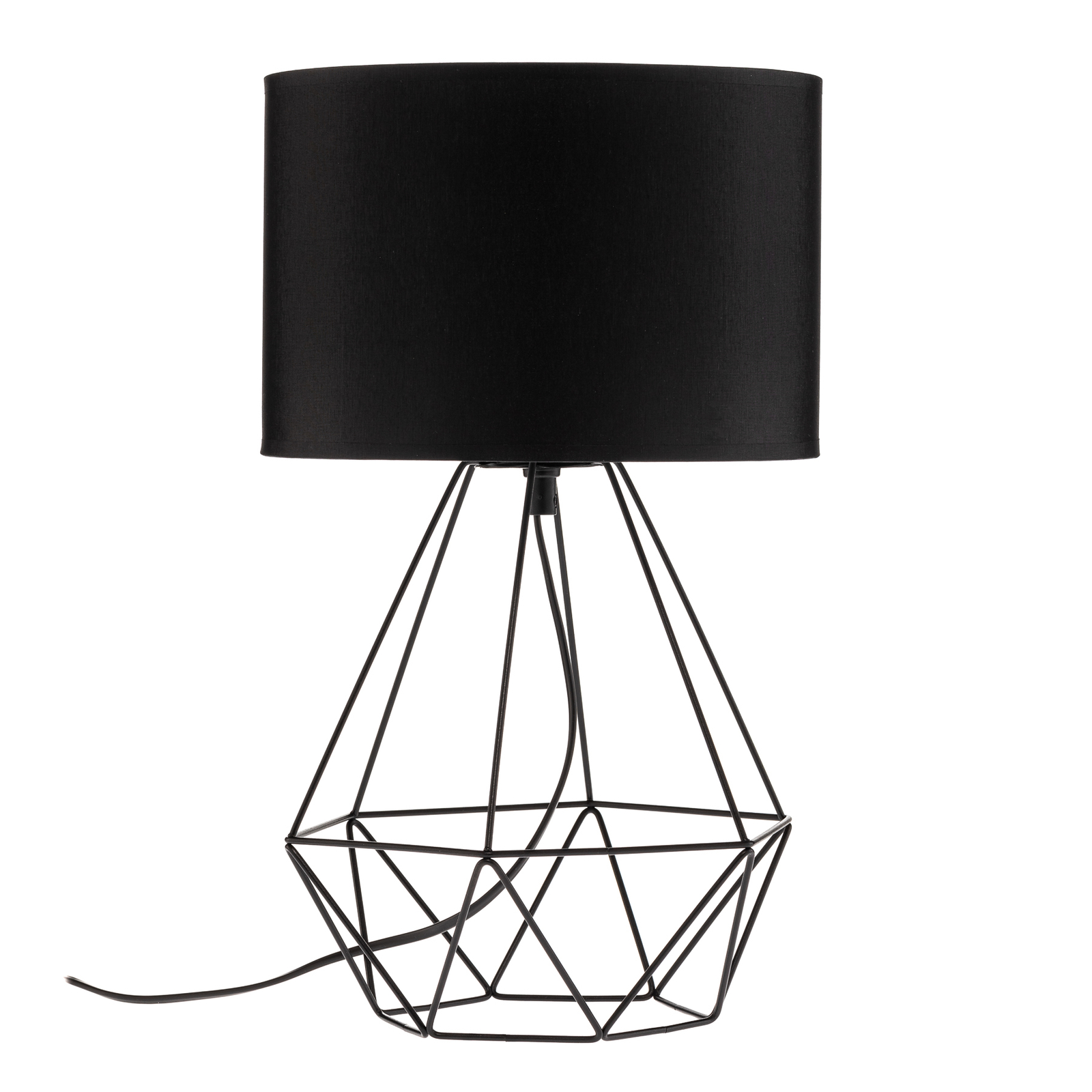 Настолна лампа с кошница, черна, бяла вътрешна част