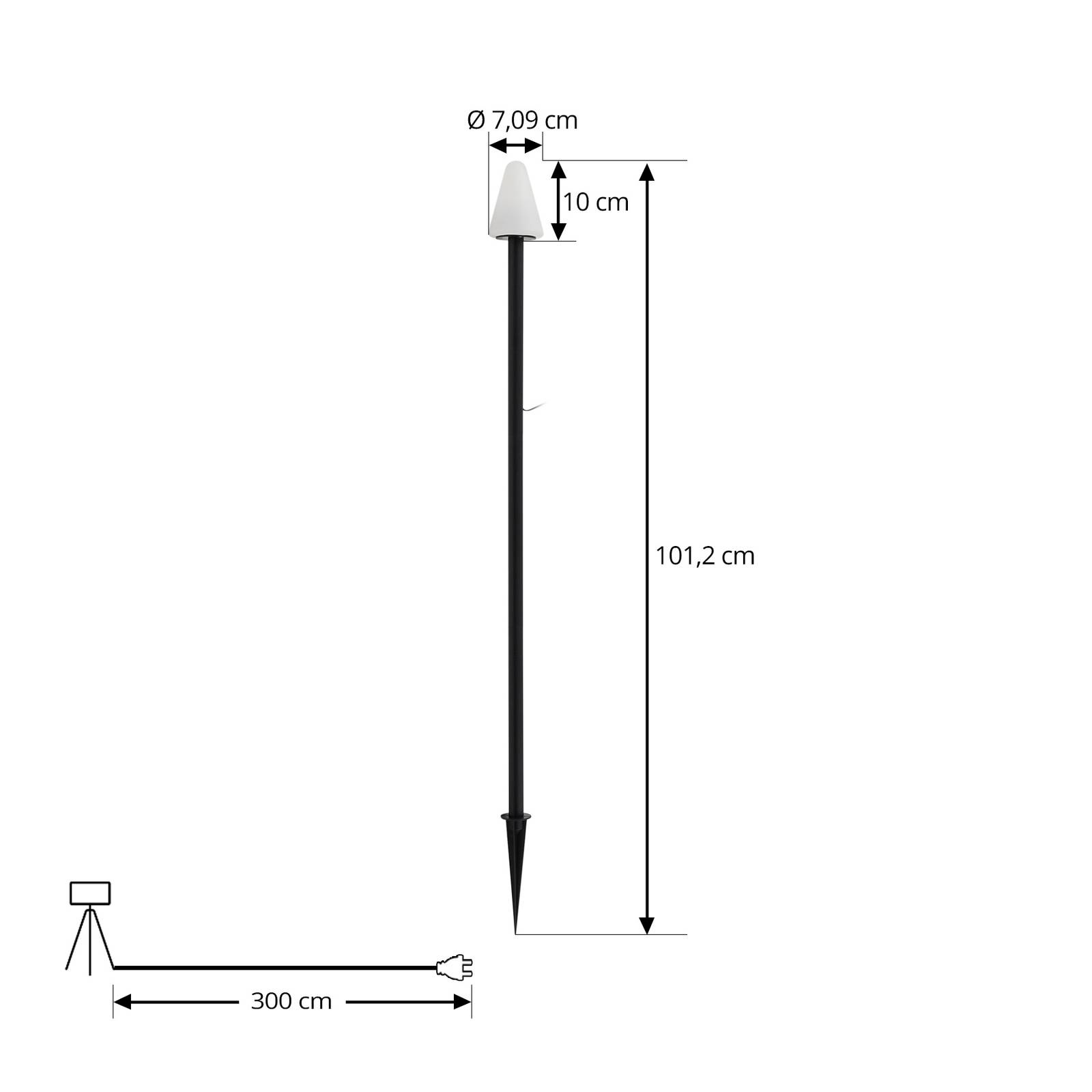 Lampa z grotem ziemnym LED Selinda czarna wysokość 100 cm