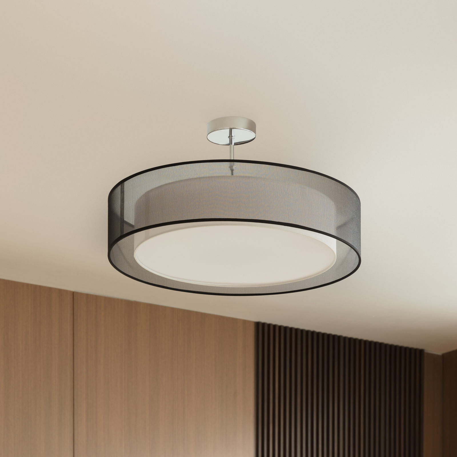 Lindby Jadora ceiling light, round, textile, grey