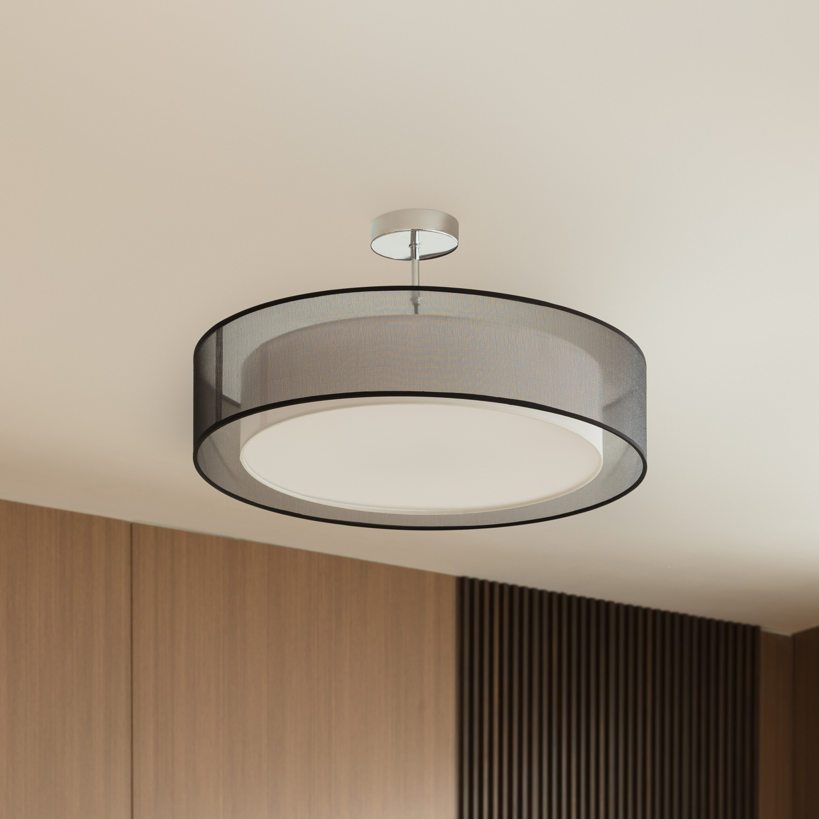 Lindby plafondlamp Jadora, rond, textiel, grijs