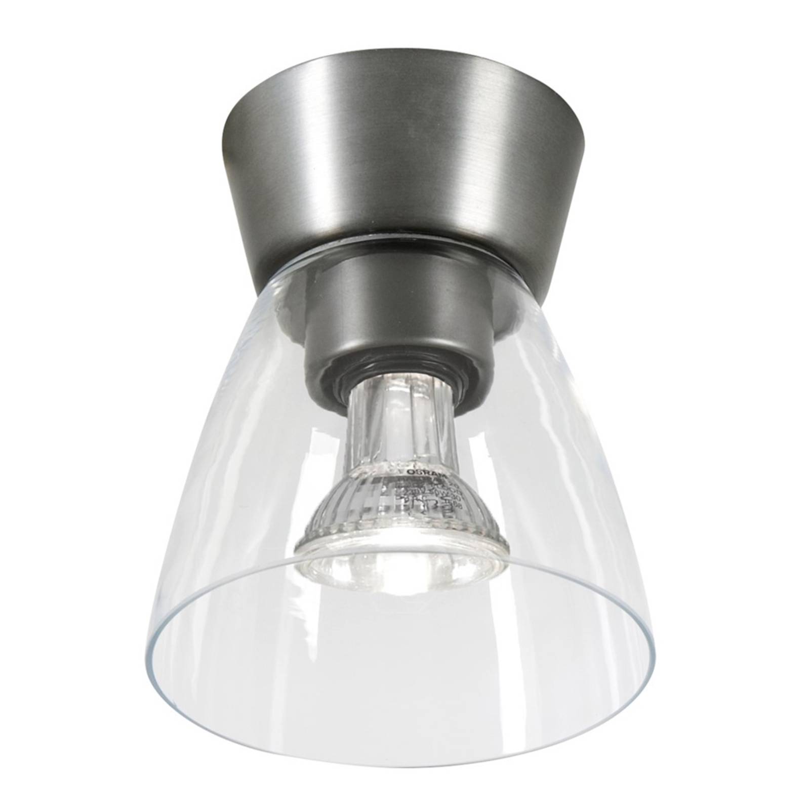 Plafonnier LED Bizzo verre transparent gris oxydé