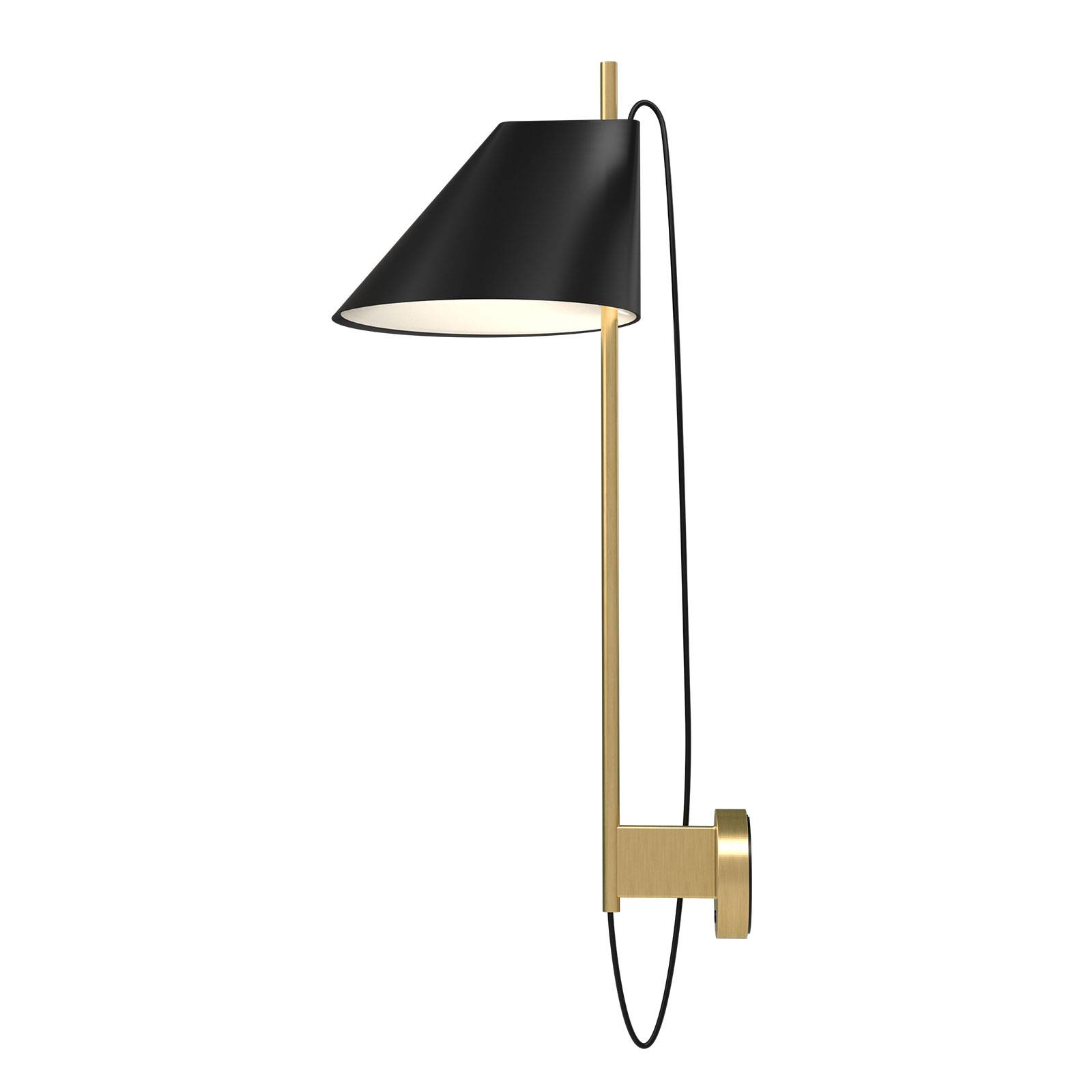 Louis Poulsen Yuh Brass marble wall lamp, black, for Living / Dining Room, aluminium, brass, 10 W, H: 62.6 cm