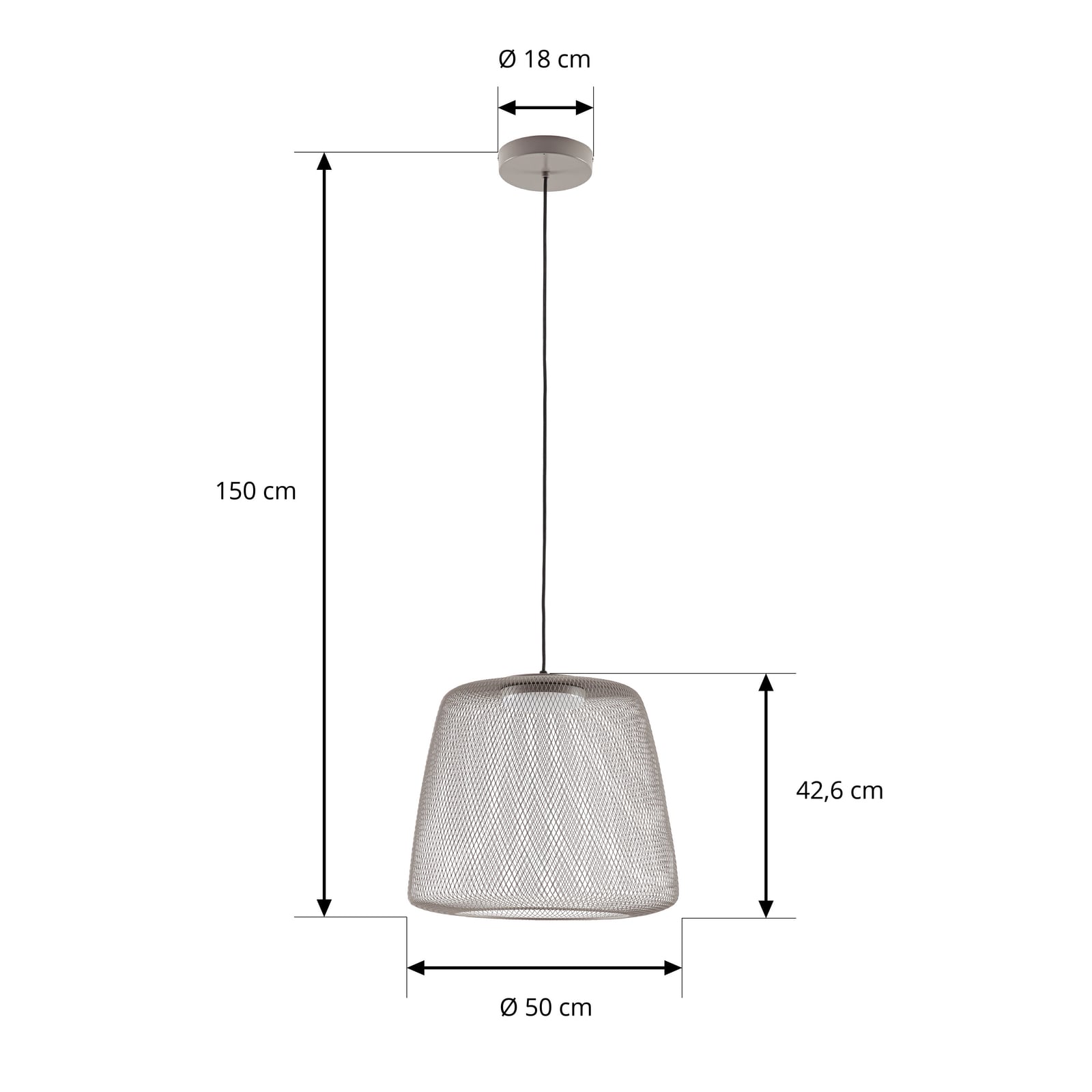 LED viseća svjetiljka Korvyn, kamenosivi, Ø 50 cm, s koraknim prigušivanjem -