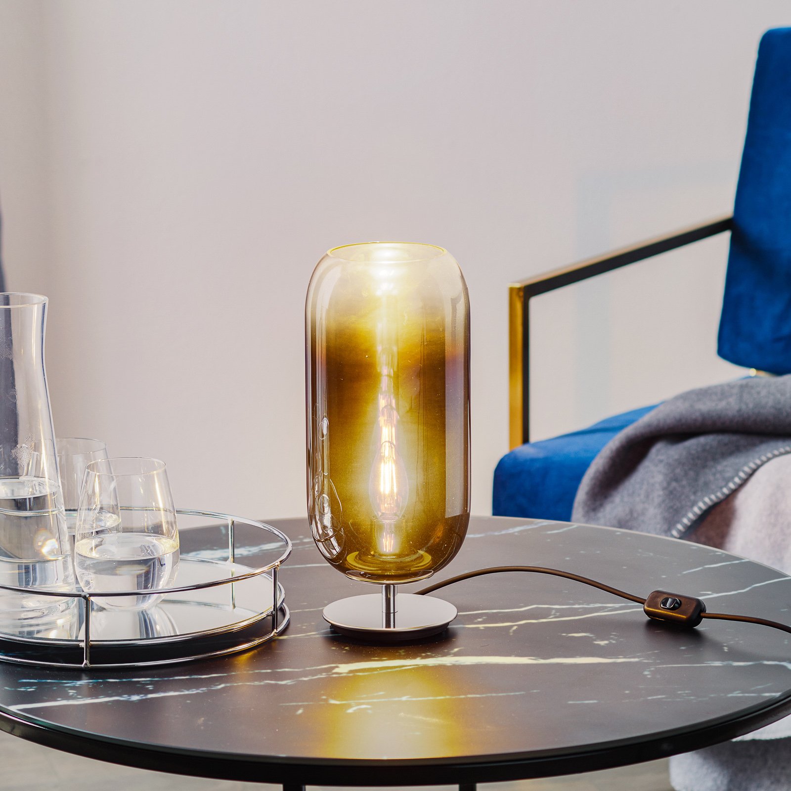 Artemide Gople Mini lámpara de mesa azul/plata