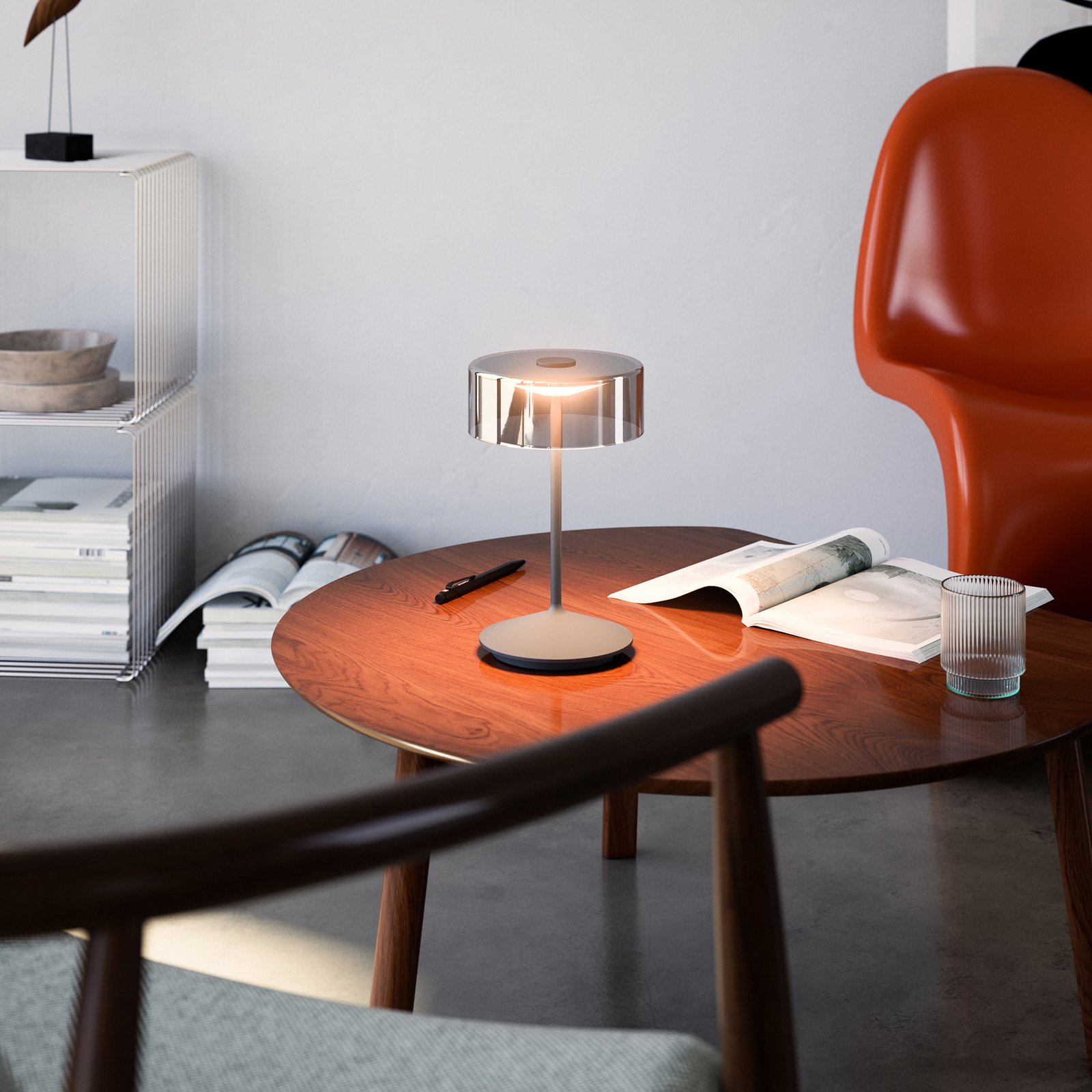 Lampa stołowa LED Numotion, IP54, szary grafitowy