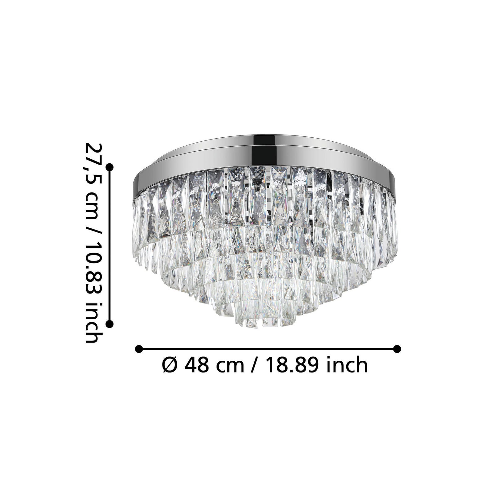 Plafonnier Valparaiso chromé Ø 48 cm en métal - Stars of Light