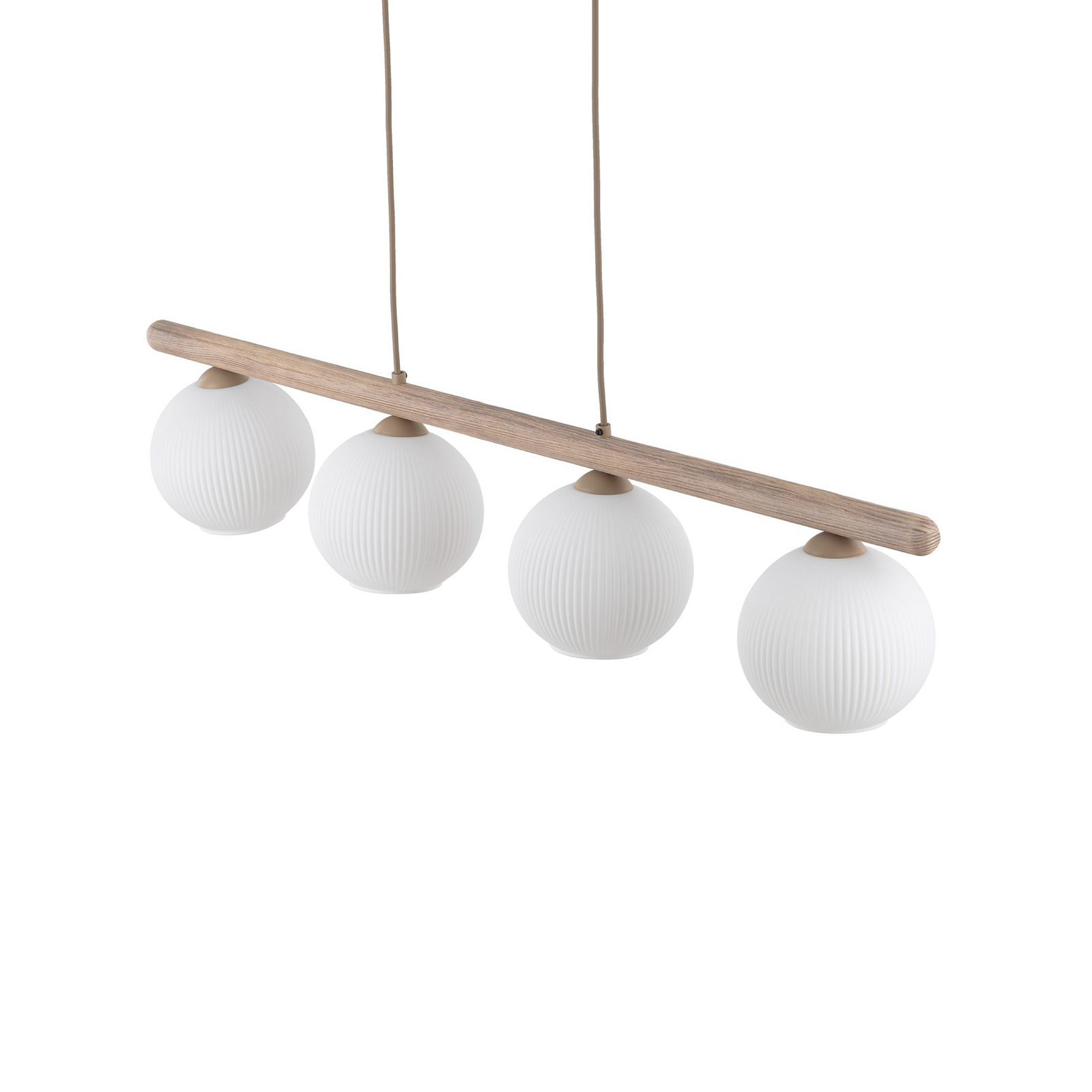 Virlo-riippuvalaisin, 4-lamppuinen, puu, opaali-lasi, pituus 95 cm