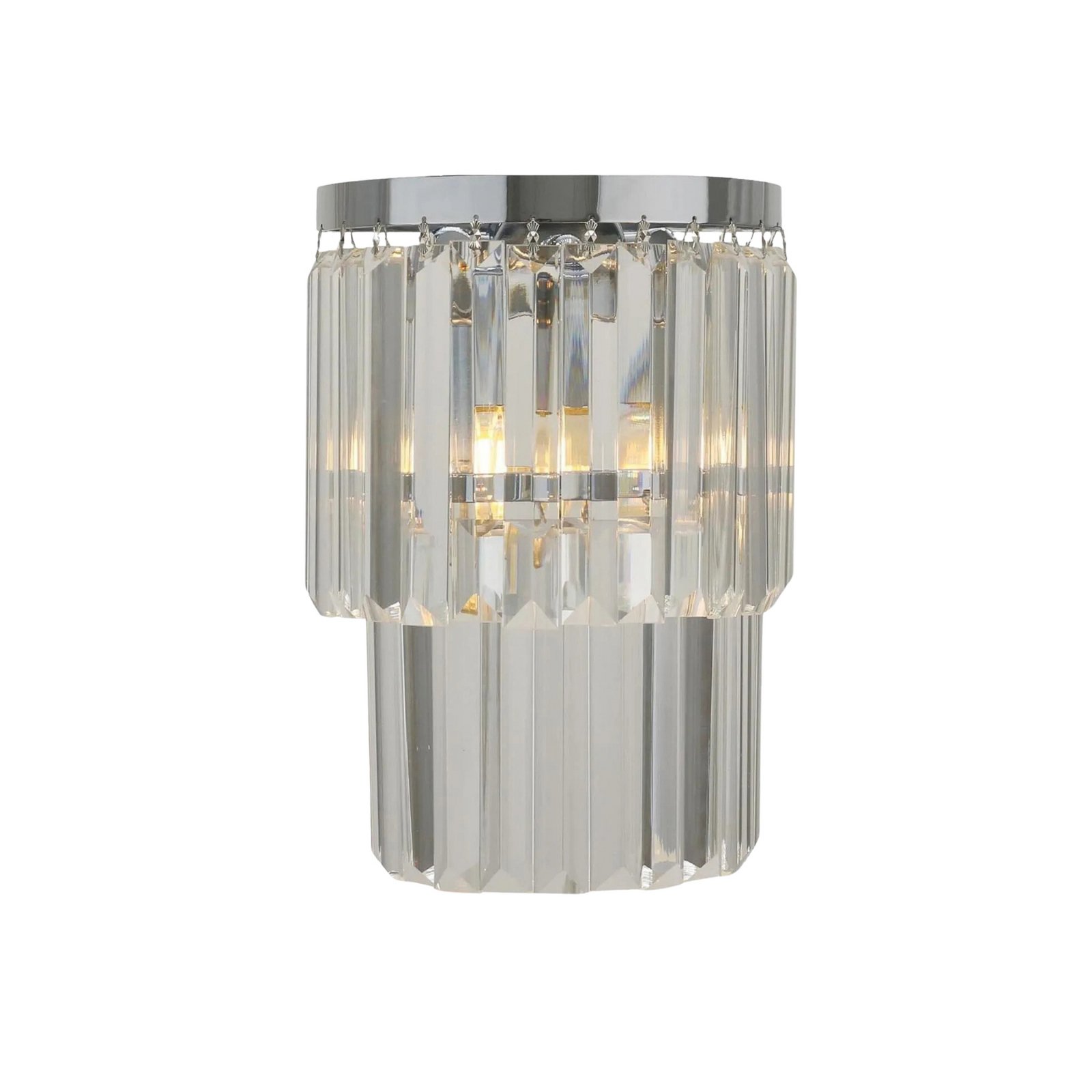 Eira wall light, chrome/clear, metal, height 25 cm, E14