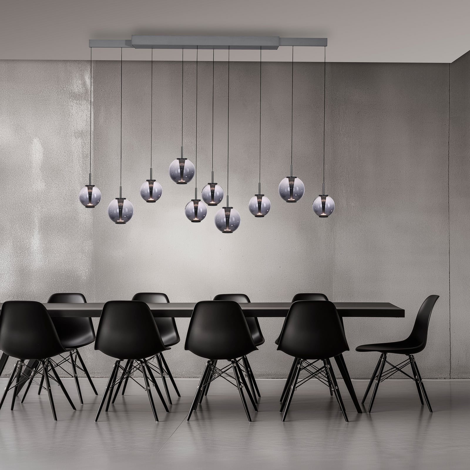 E-Infinity LED-Hängelampe grau/rauchgrau 198cm,10-flg - PURE E-Infinity LED-Hängelampe grau/rauchgrau 198cm,10-flg - PURE