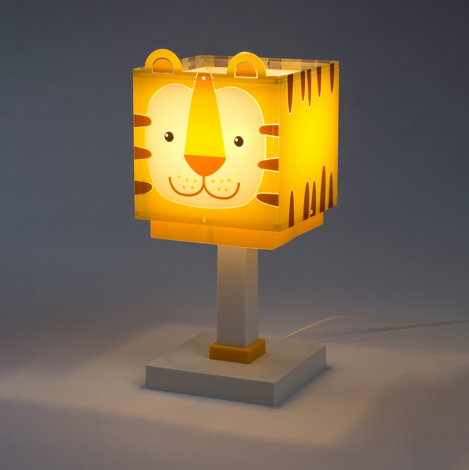 Dalber Lampa de masă pentru copii Little Tiger G4 lățime 14 cm - Camera copiilor - alb galben maro - Plastic
