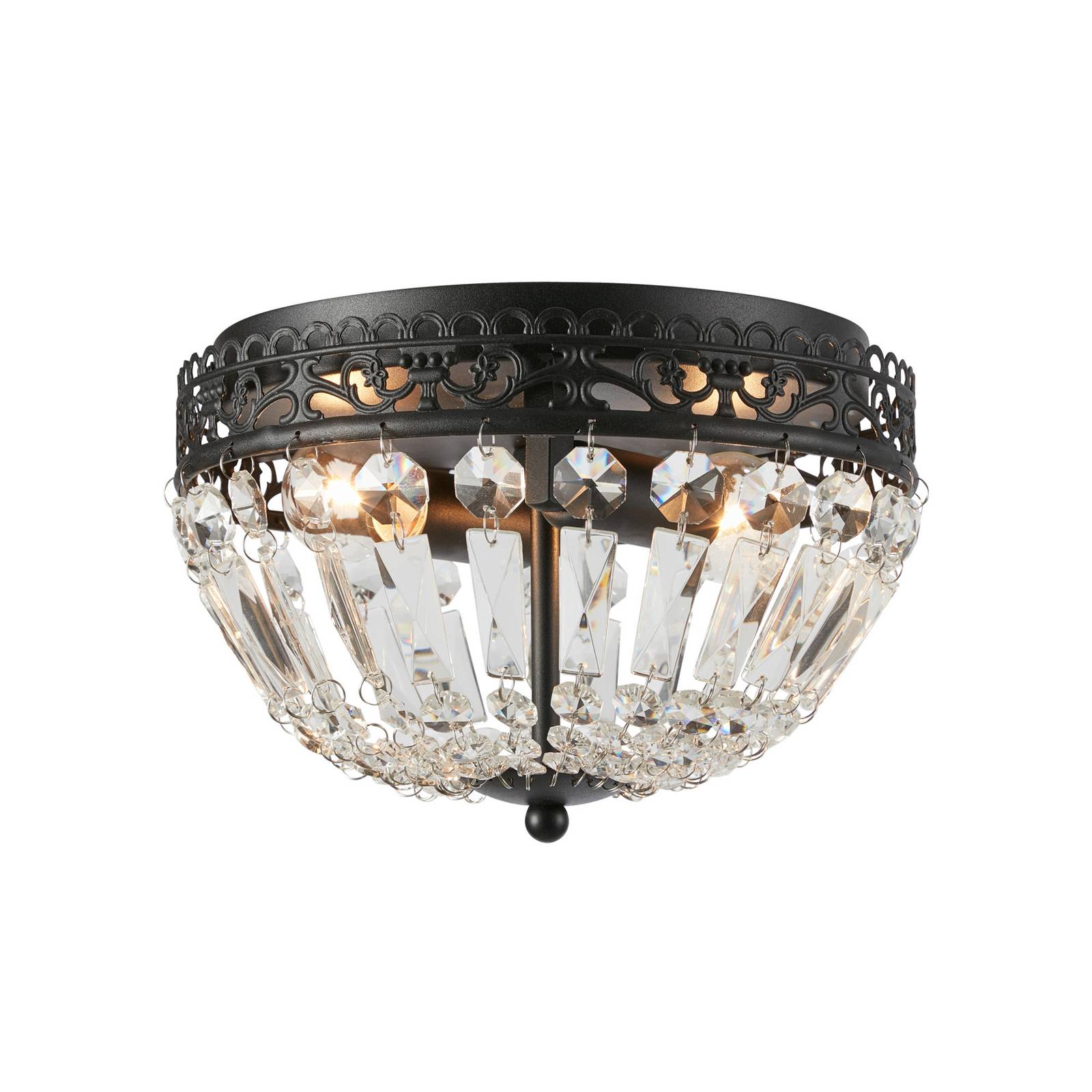 Deckenlampe Etienne Glaskristalle Ø 25cm schwarz