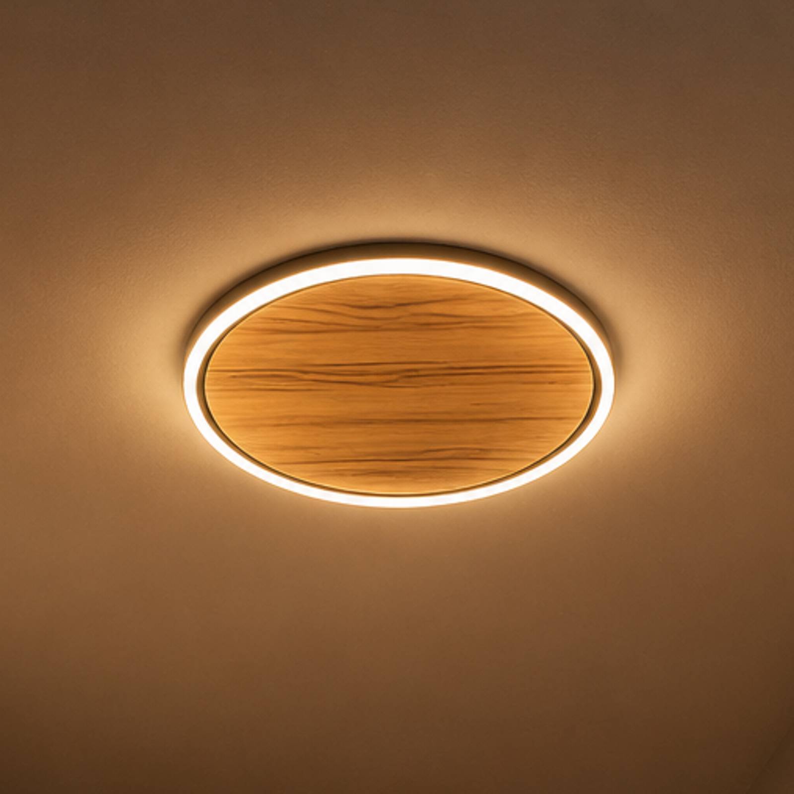 Lampa sufitowa LED Havana S, dąb sękaty/metal, Ø 38 cm