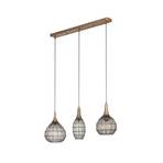 Soraya linear hanging light, 3-bulb, beam, metal, antique brass