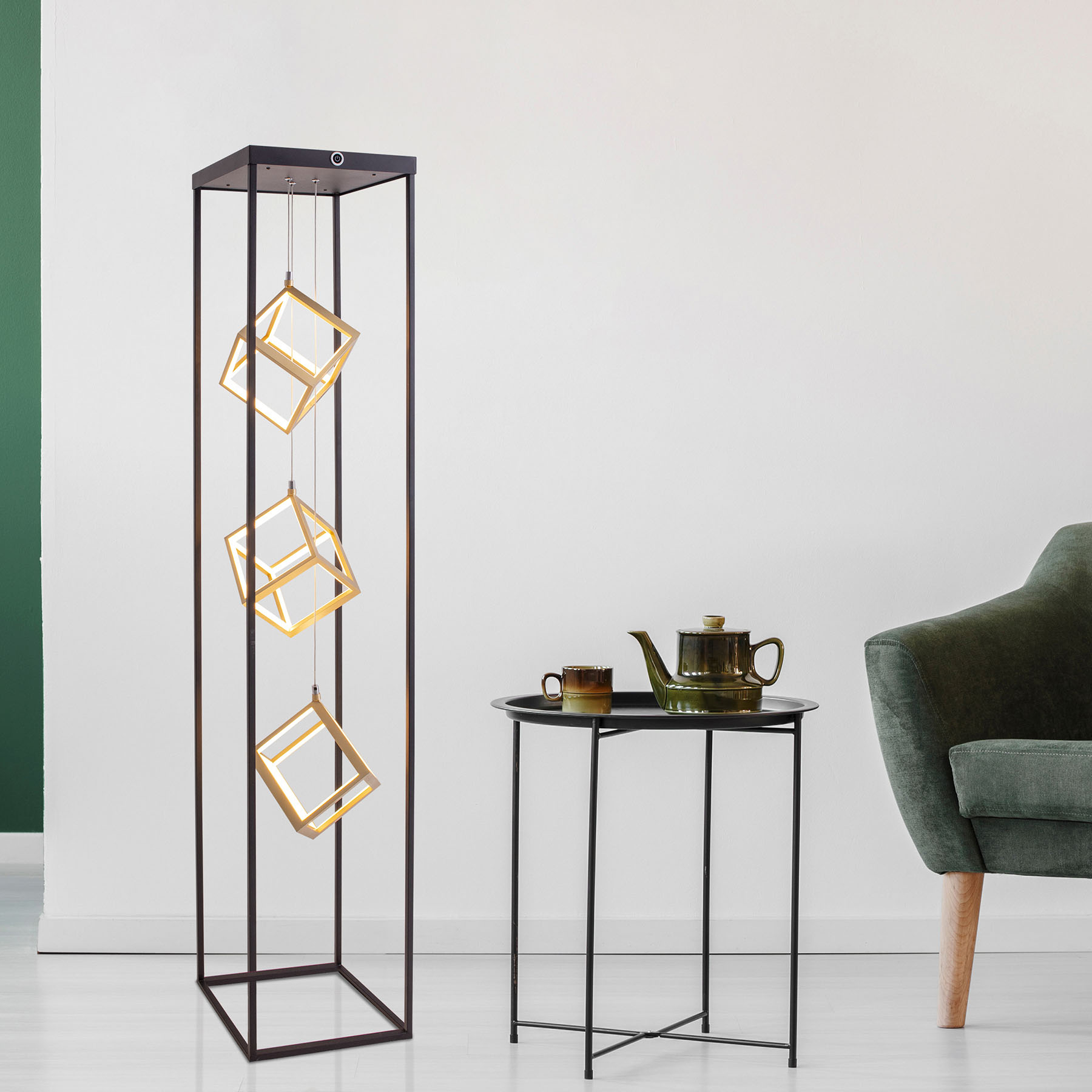Tripoli LED floor lamp 3-bulb, dimmable in 3 steps