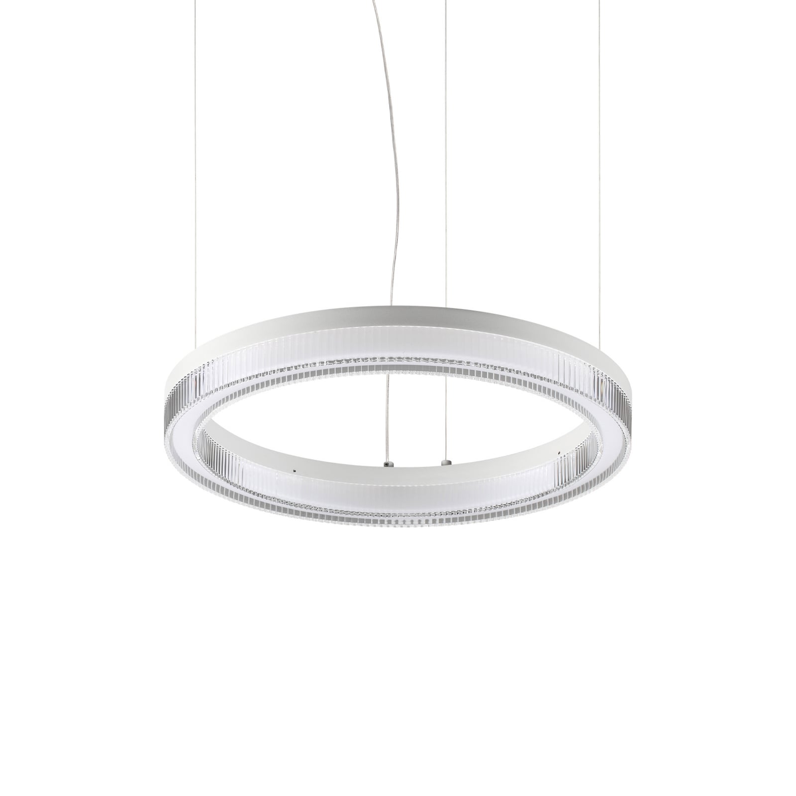 IDEAL LUX LED piekaramā lampa Crown, Ø 40 cm, balta, metāla